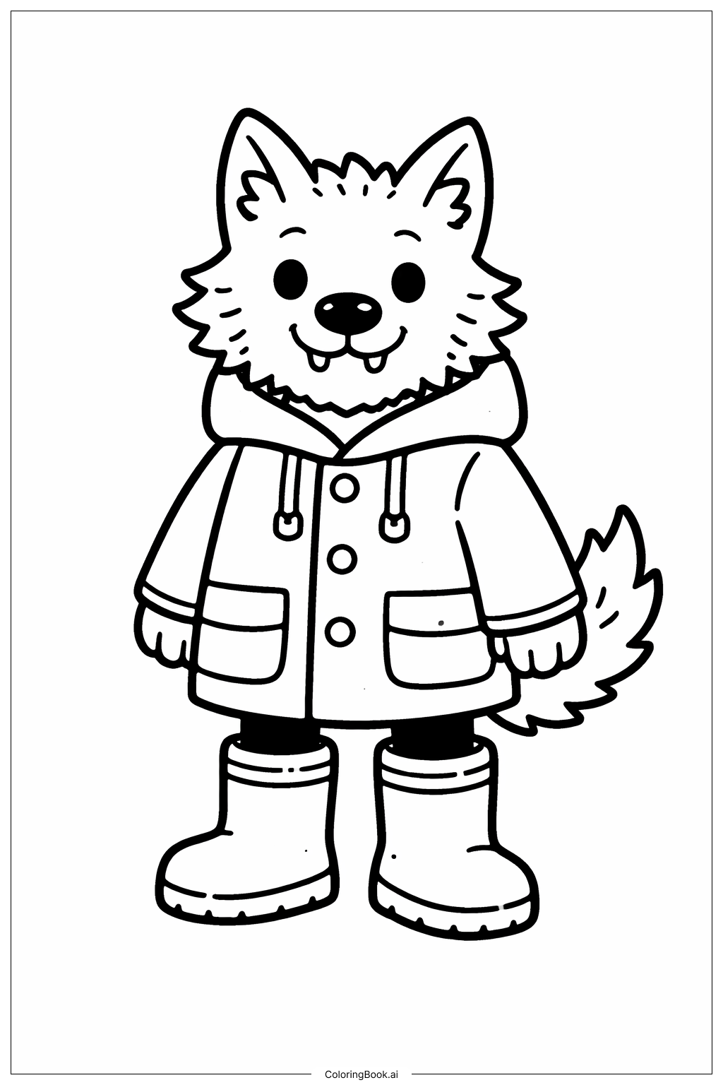 Page de coloriage Loup-Garou en Imperméable