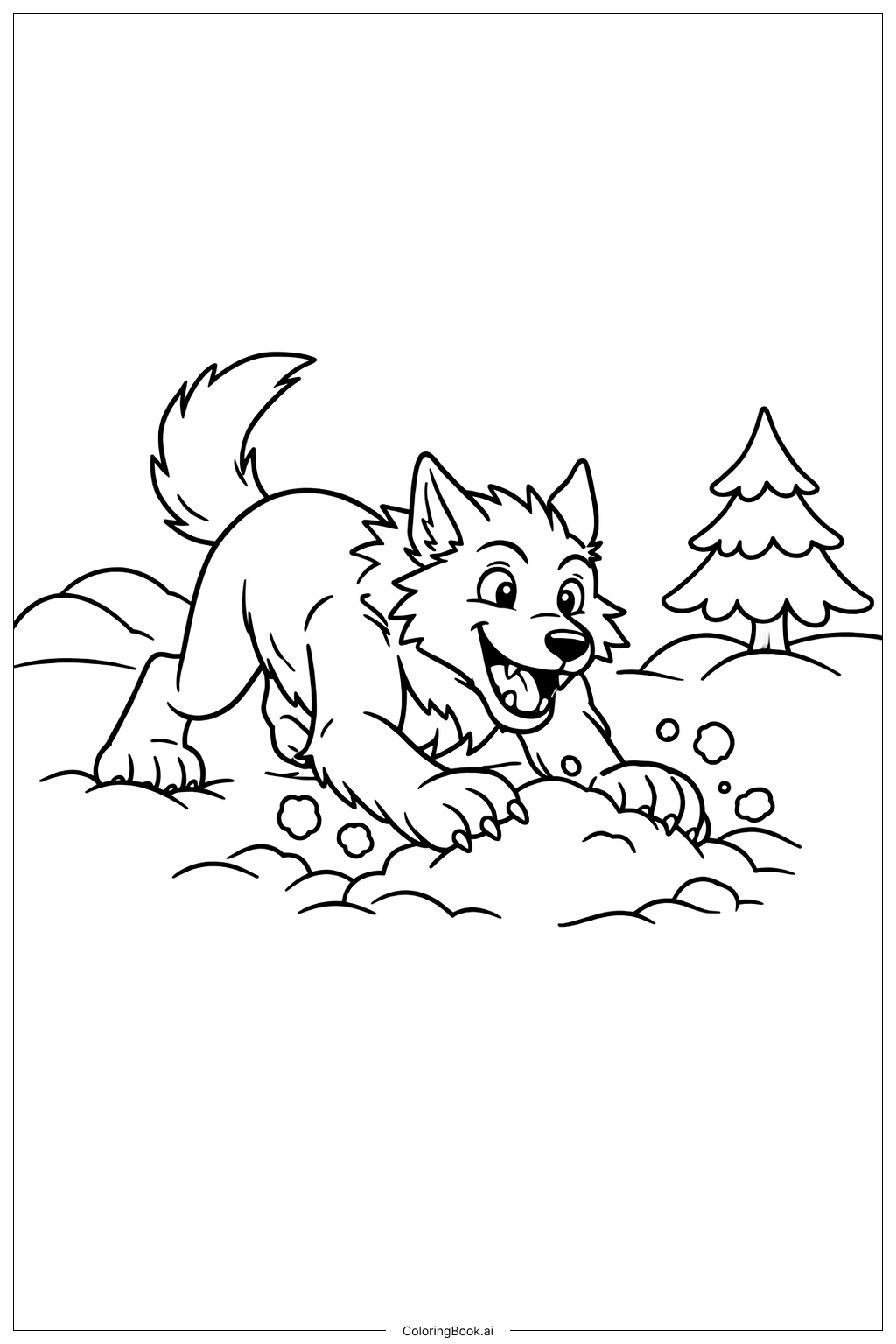 Page de coloriage Loup-Garou dans la Neige