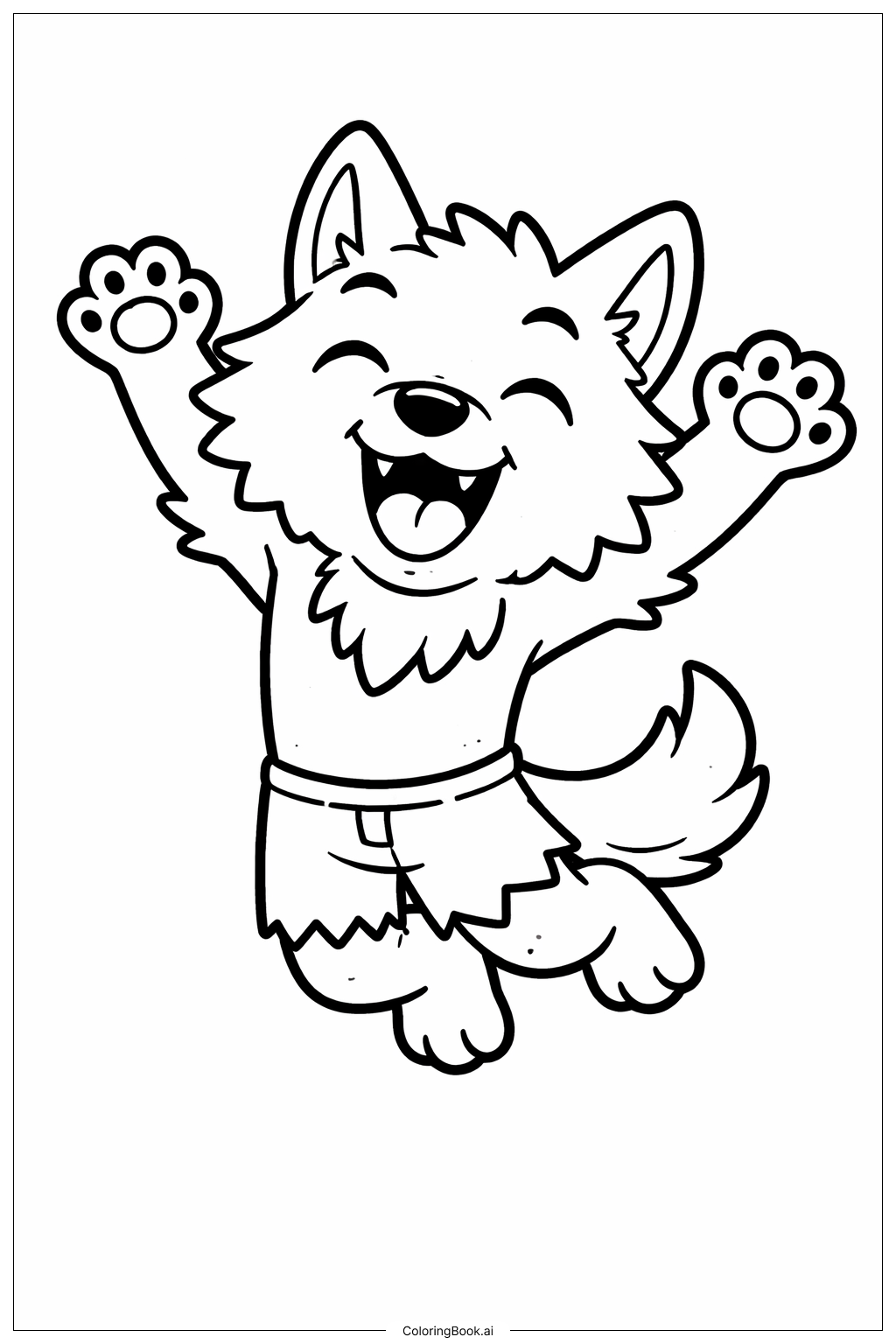  跳跃的狼人填色页 