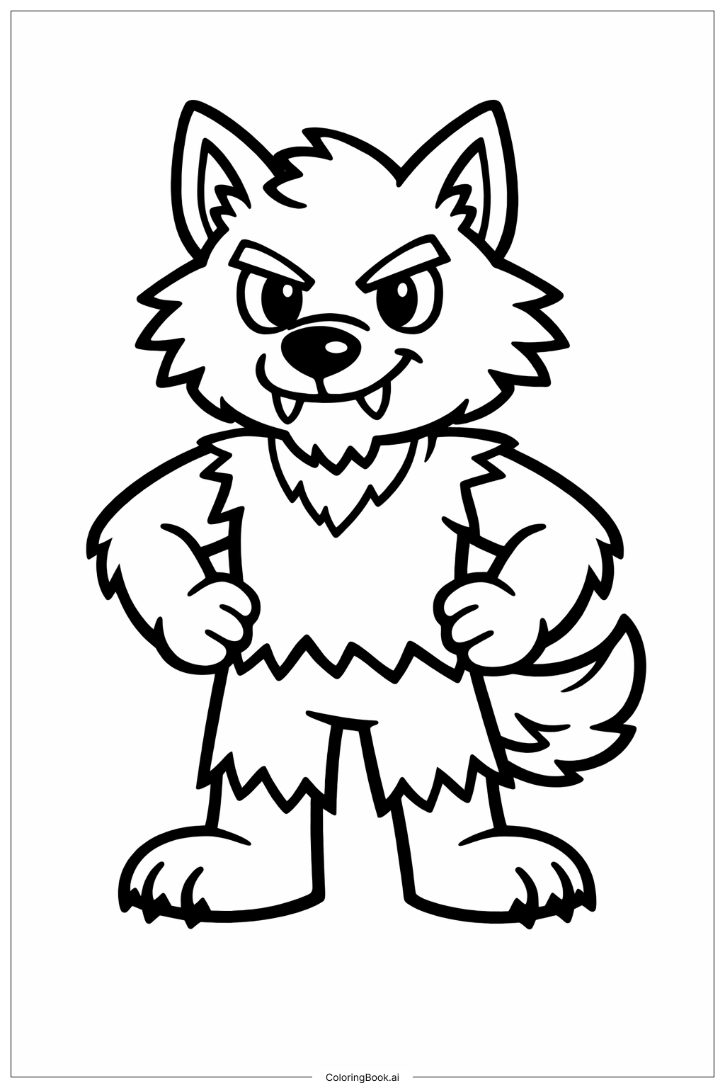 Page de coloriage Loup-garou en position debout