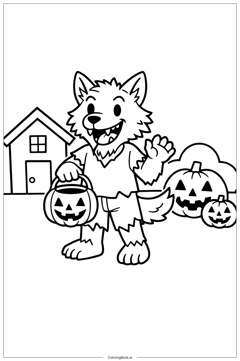 Page de coloriage Loup-Garou Bonbons ou Frissons