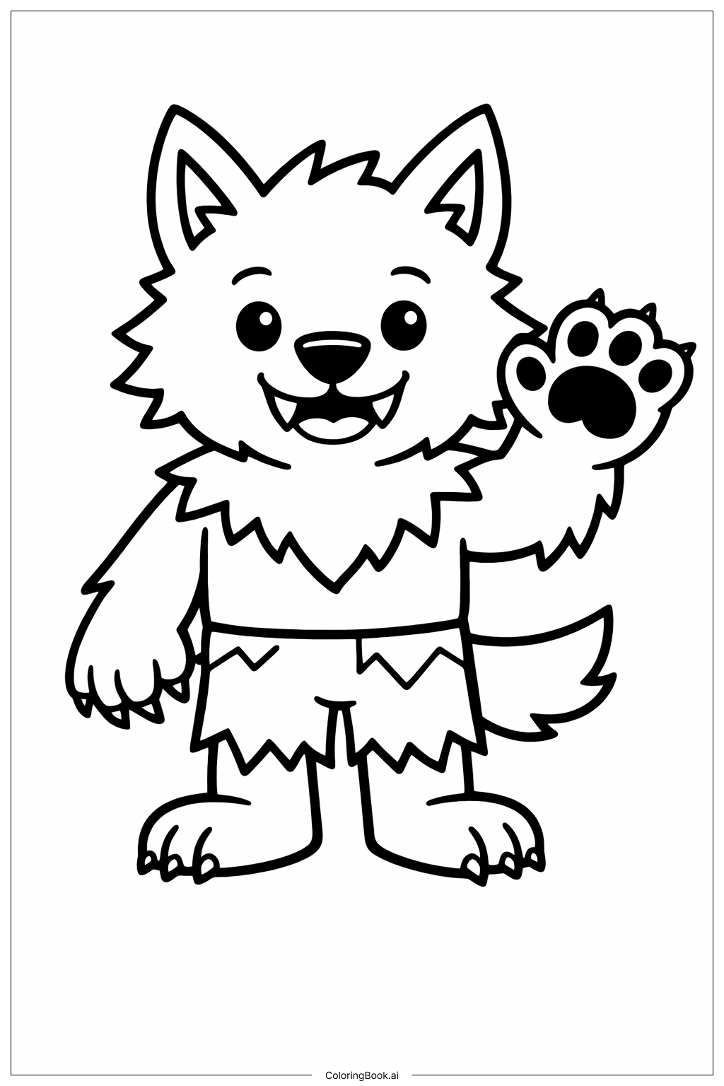  招手狼人填色页 