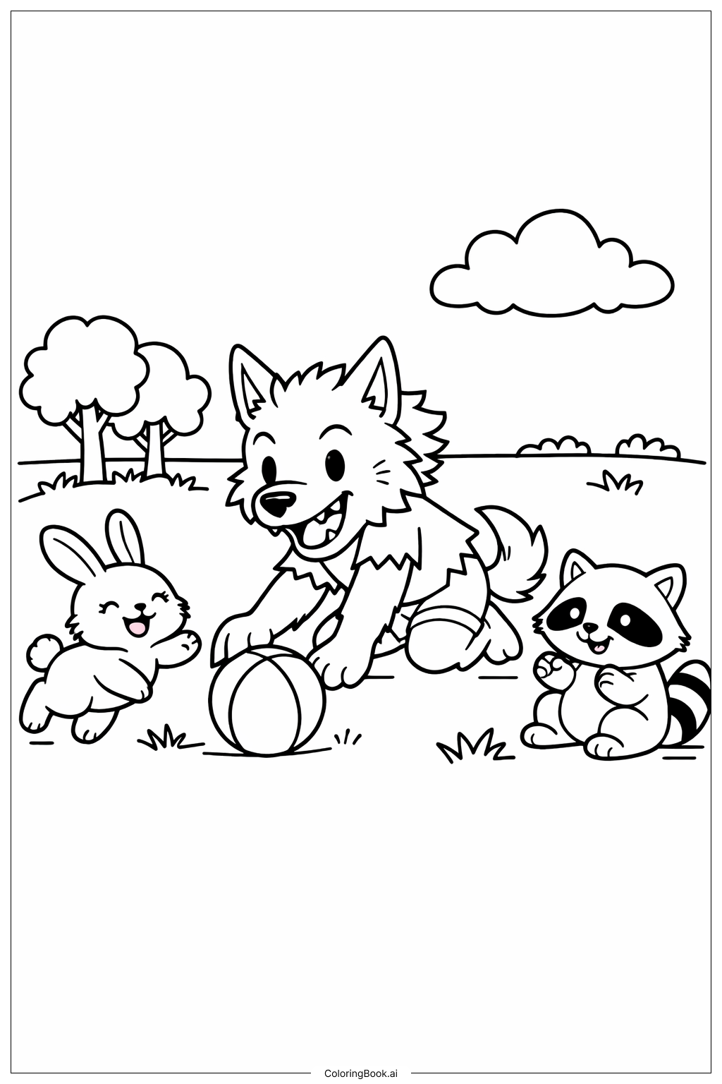 Page de coloriage Loup-garou avec des amis