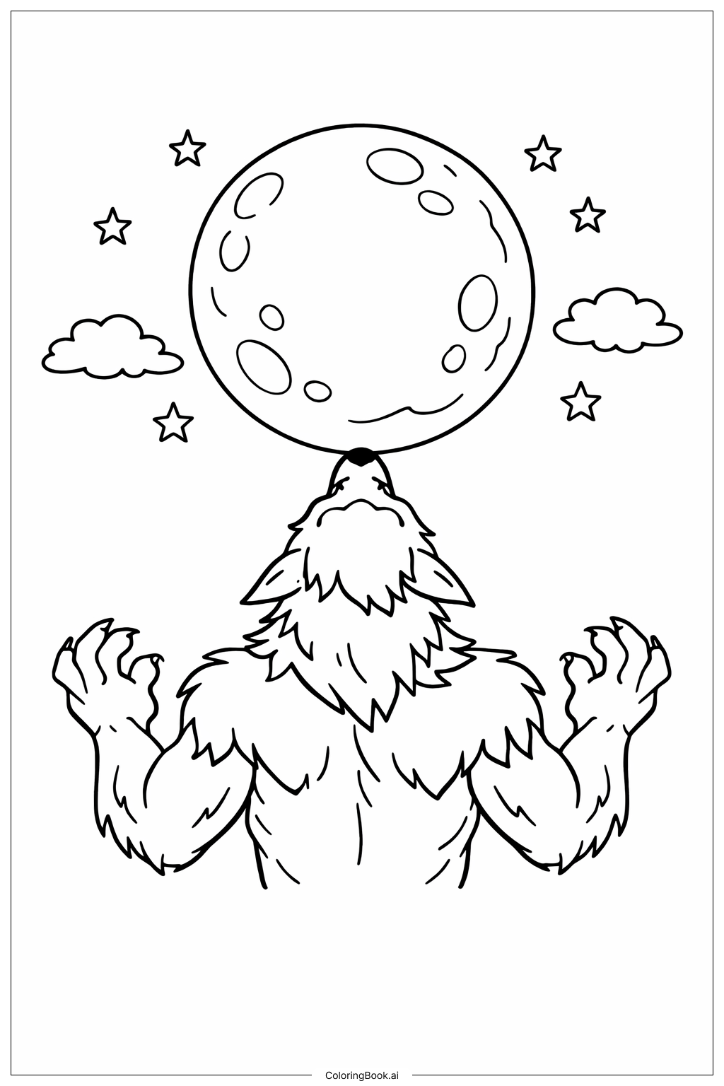  Werewolf With Full Moon Coloring Page 