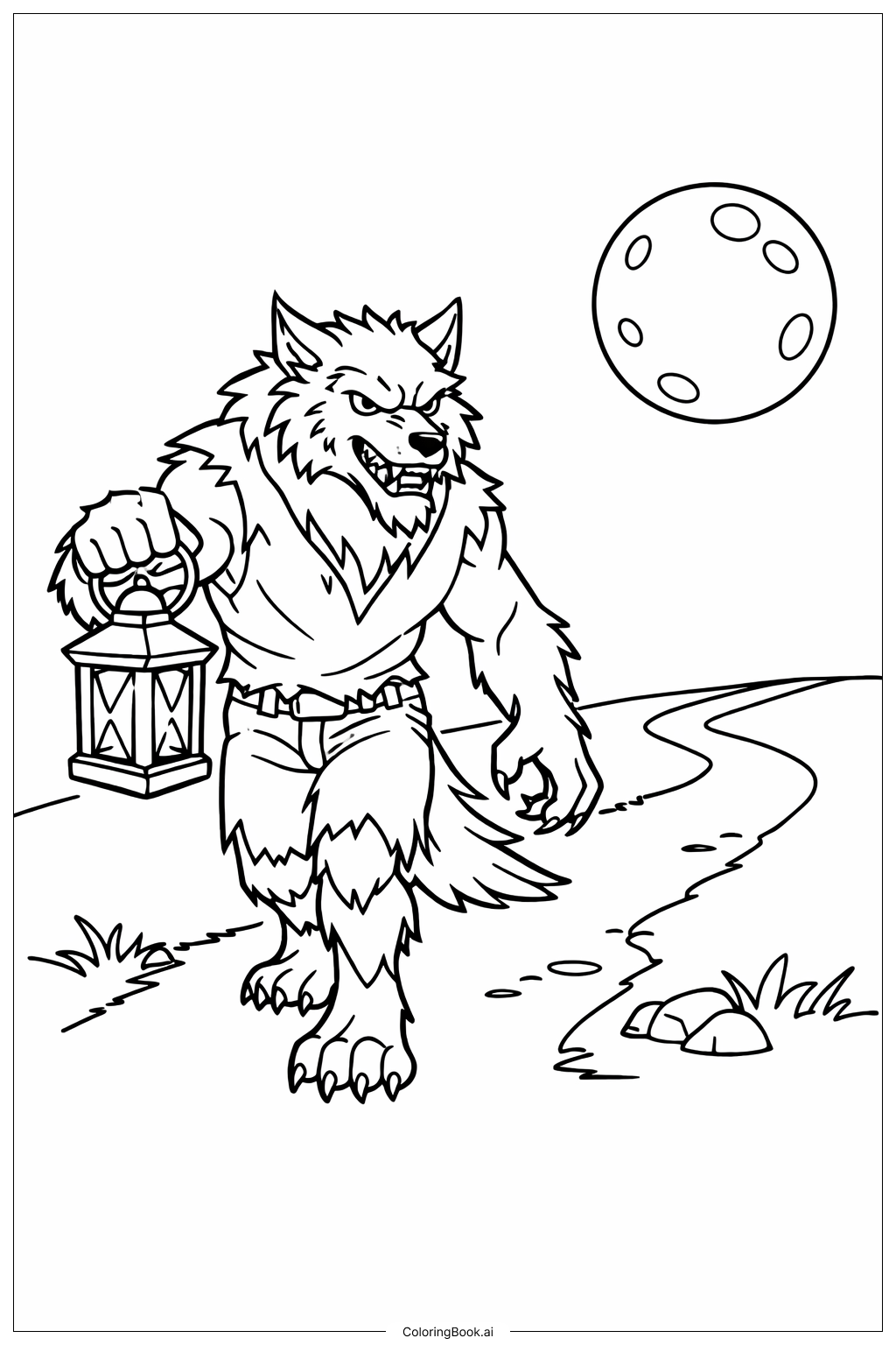  Werwolf mit Laterne Ausmalseite 