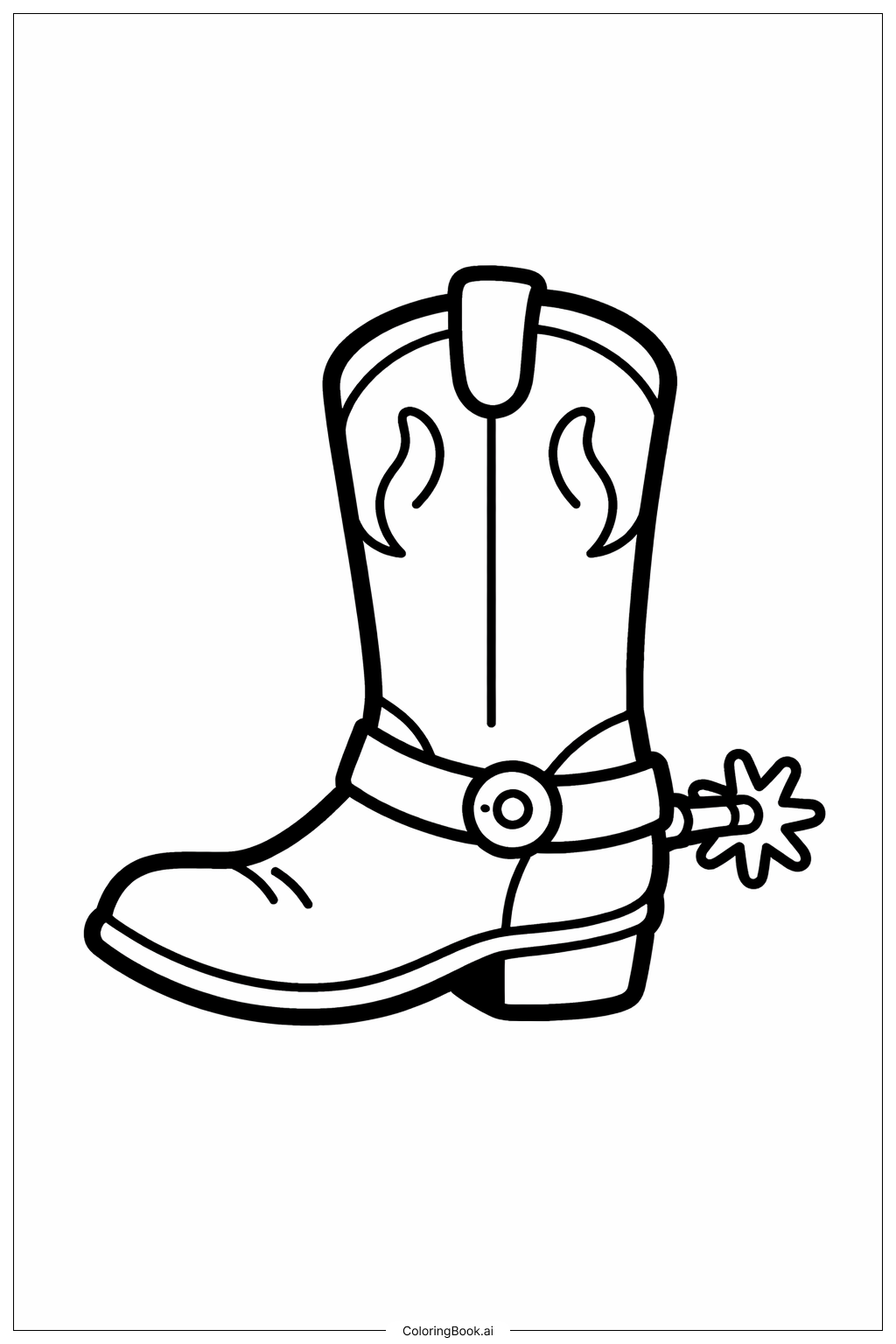  Western Boot With Spur Coloring Page 