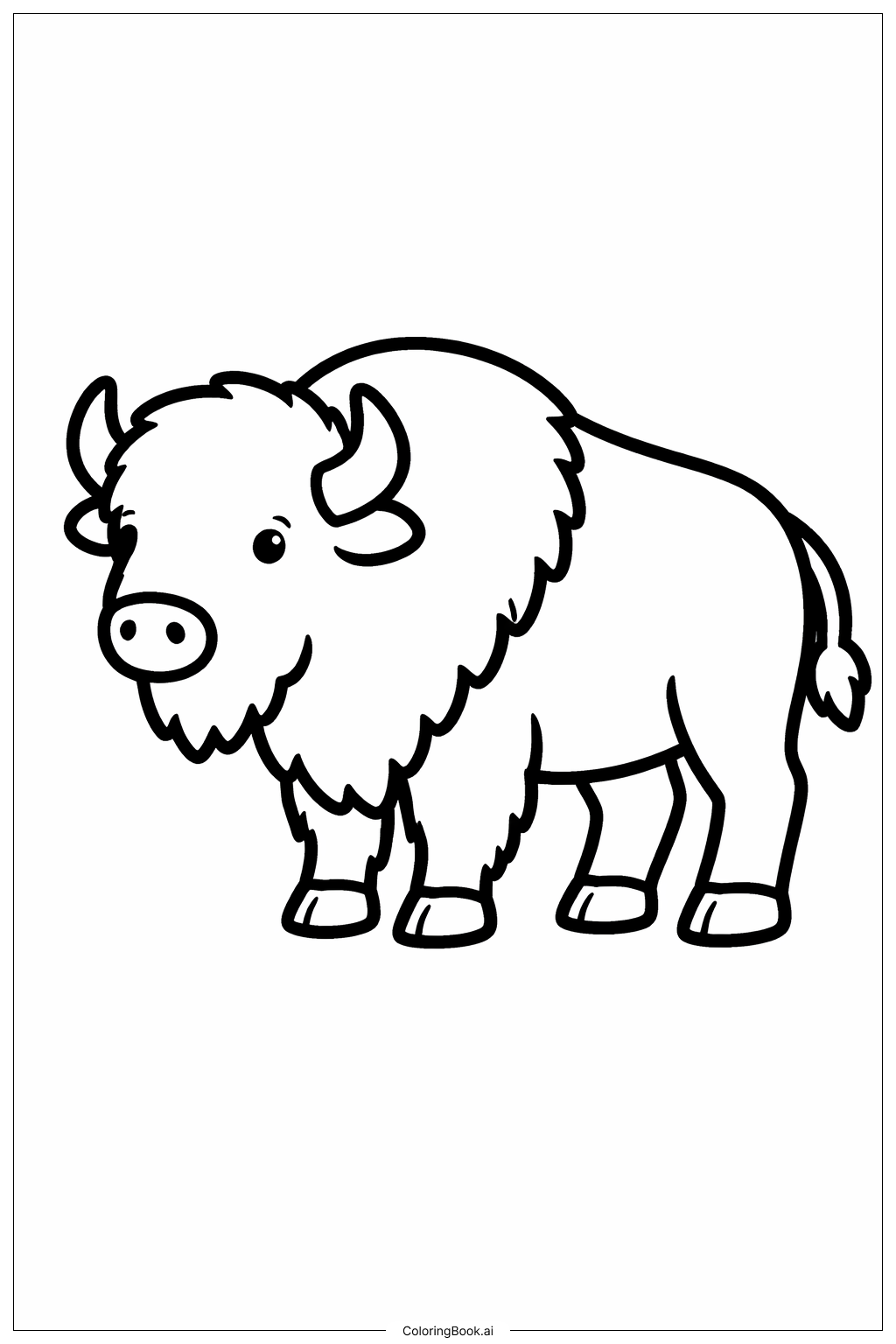  西部水牛轮廓填色页 