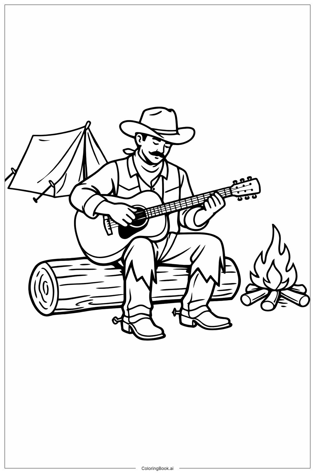  西部牛仔弹吉他填色页 