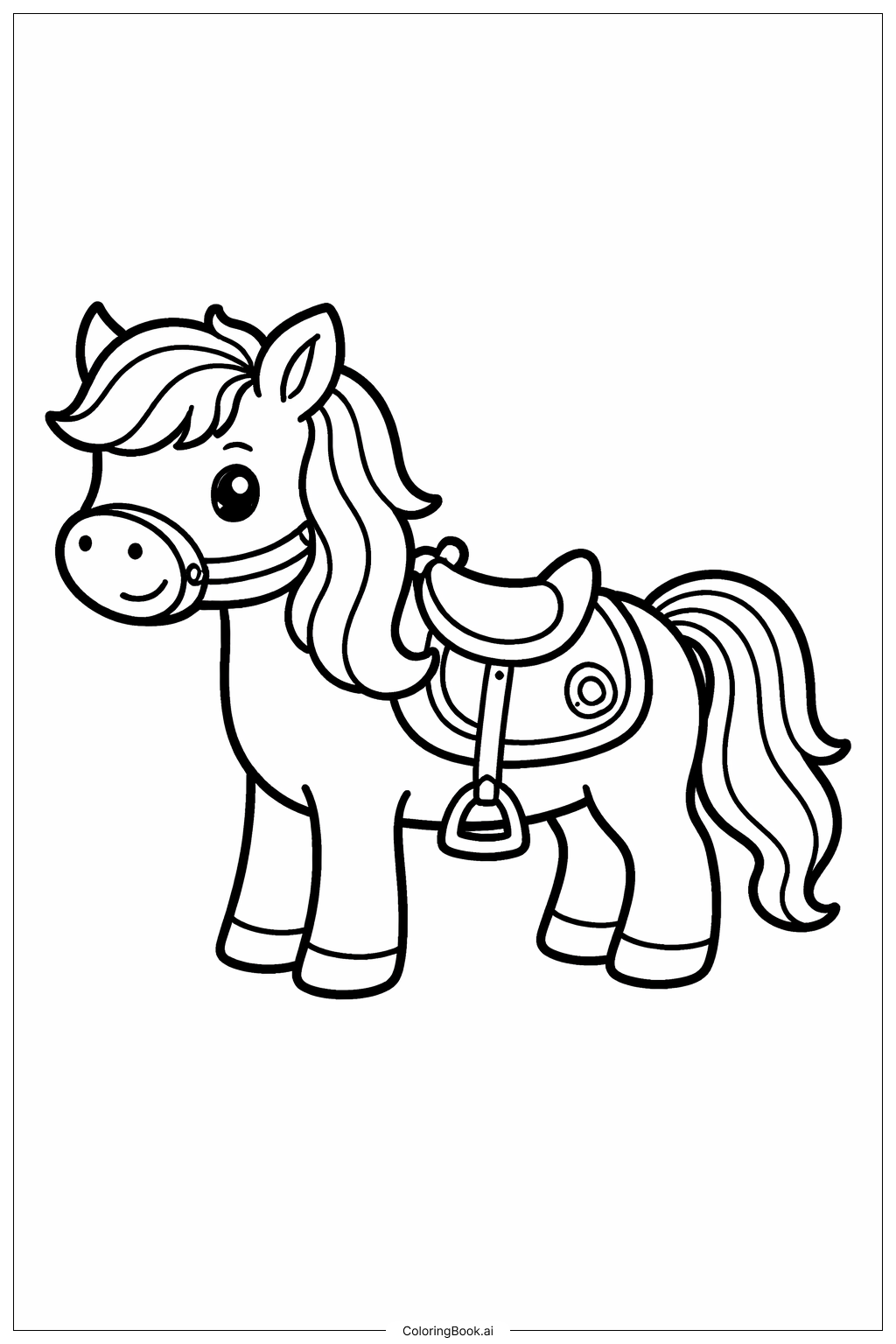  Western Pony With Saddle Coloring Page 