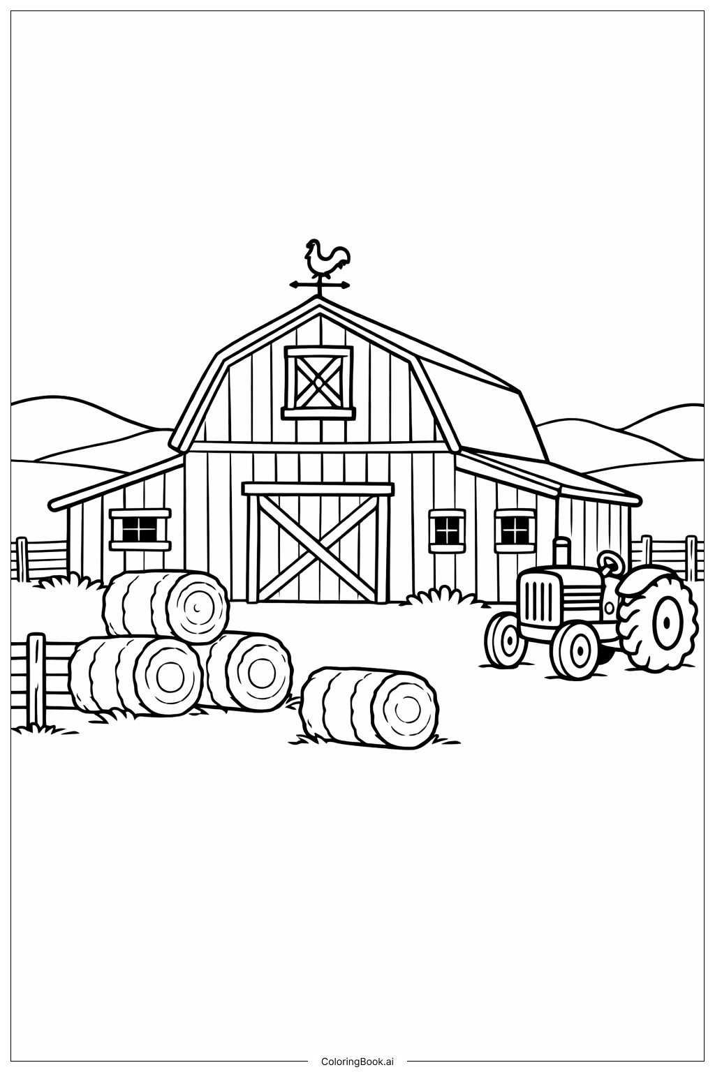 서부 목장 헛간 색칠공부 페이지