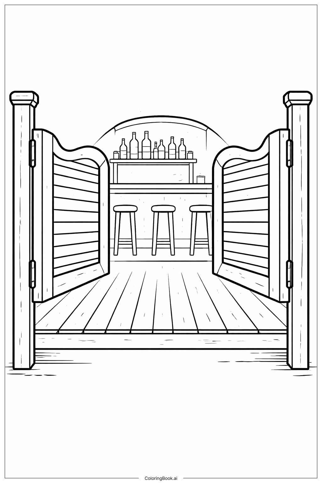  西部酒馆门填色页 