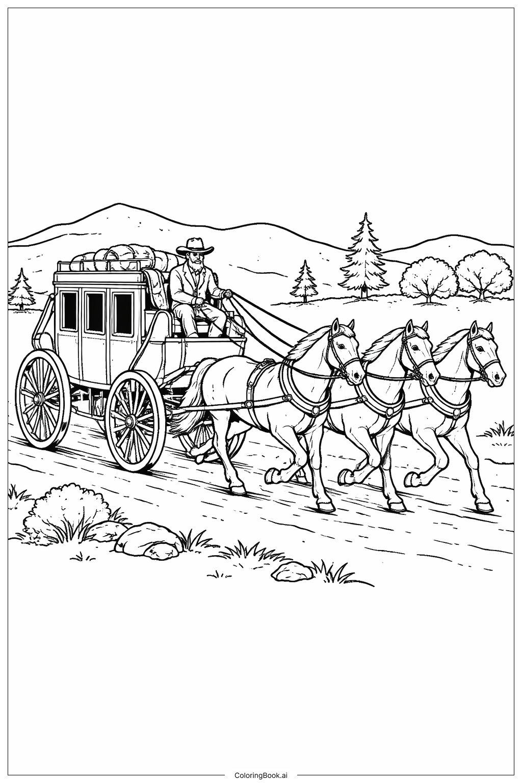 서양 마차 타기 색칠공부 페이지