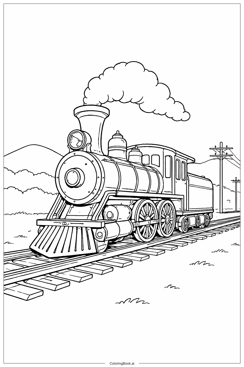  西部火车机车填色页 