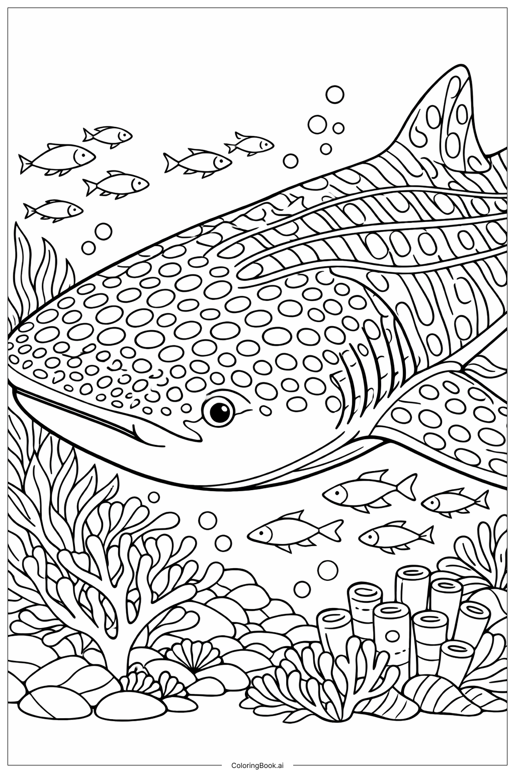  Whale Shark Close Up Pattern Study Coloring Page 