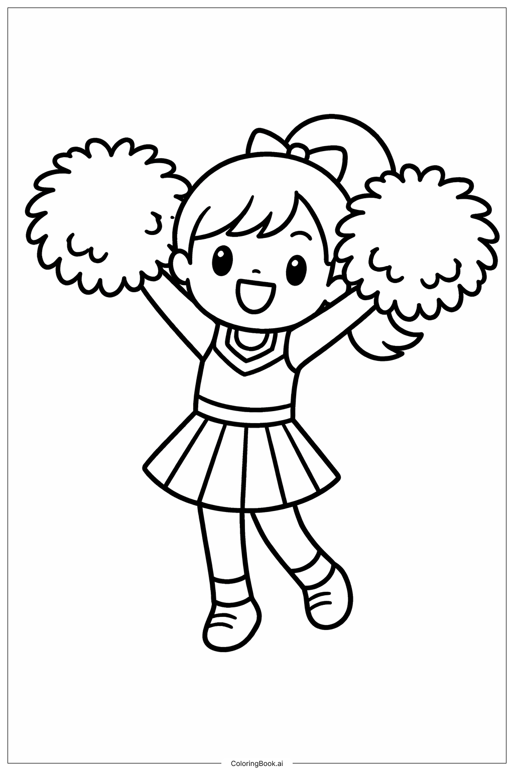 Page de coloriage Pom-pom girl au grand sourire