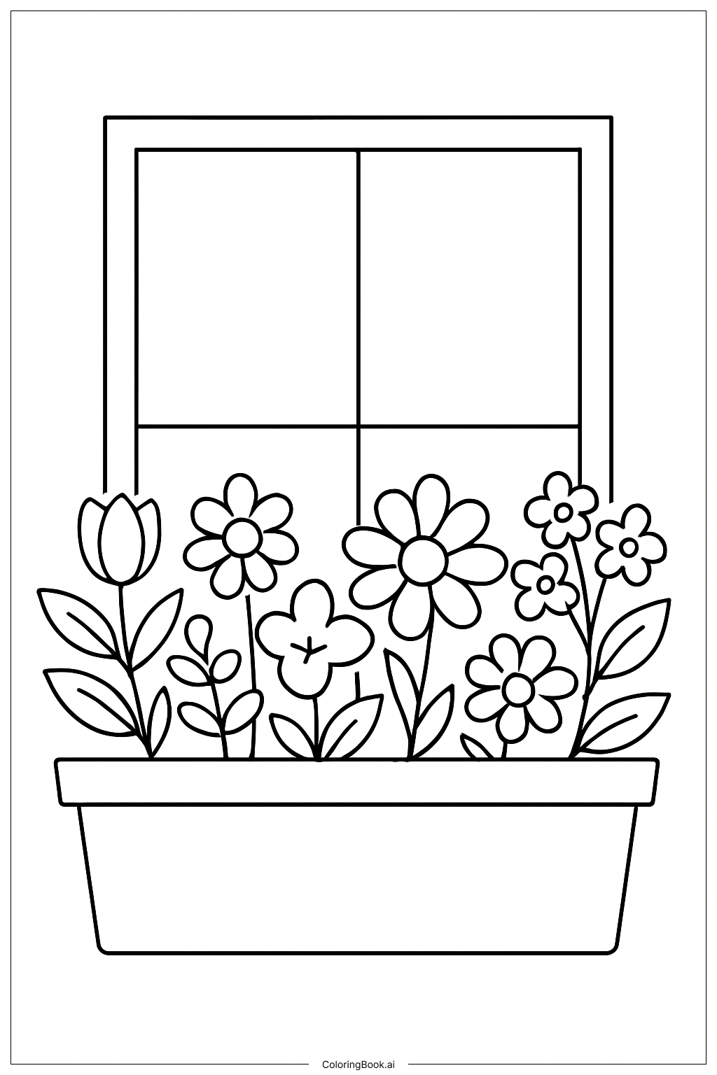  Window Box Flowers Coloring Page 