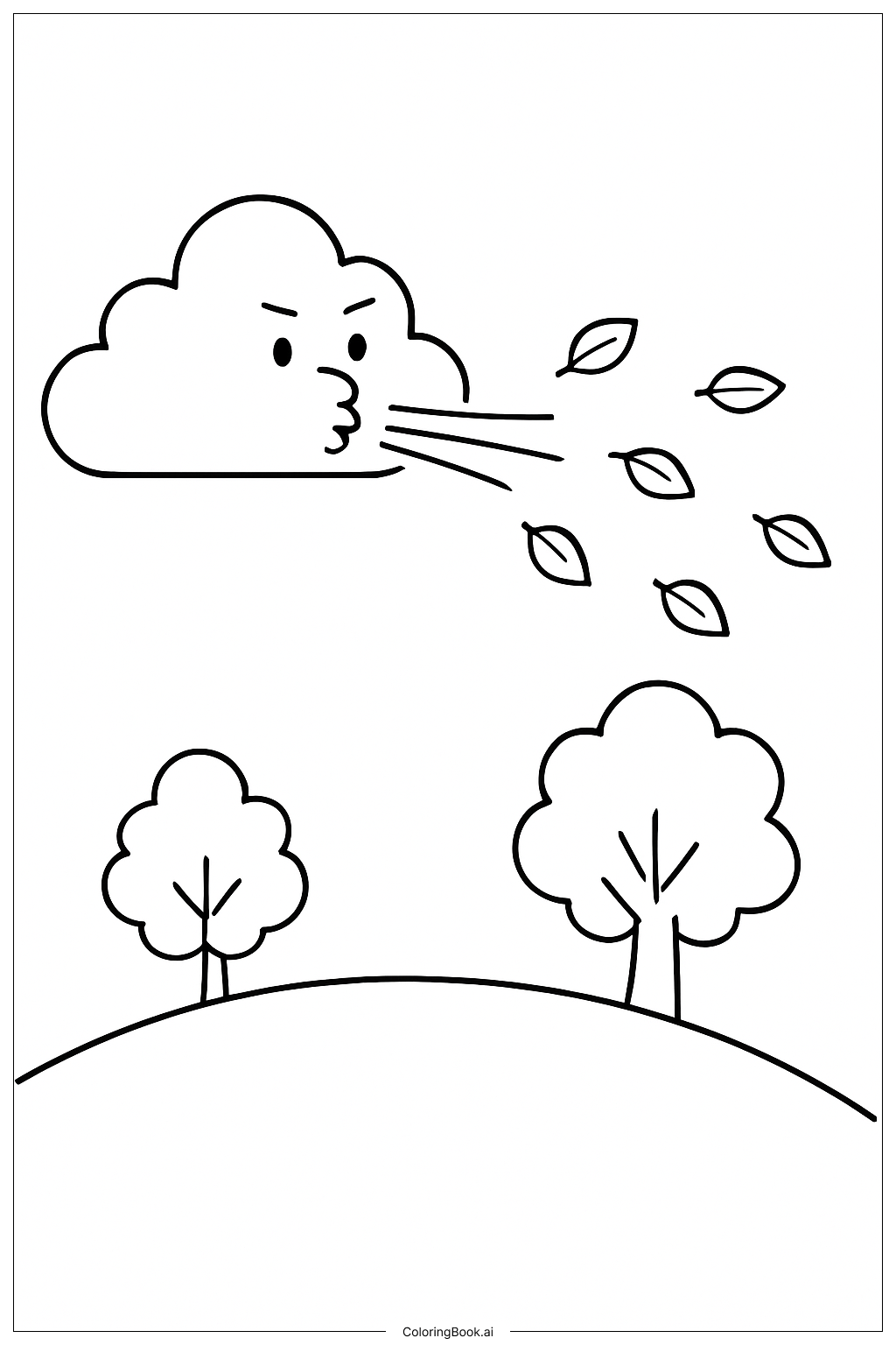  Windy Cloud Hill Fall Coloring Page 