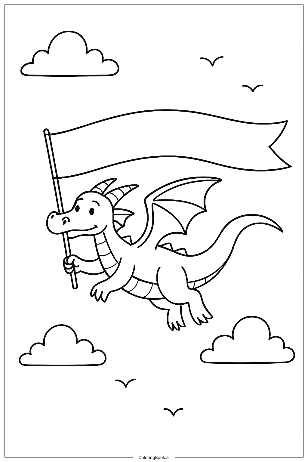  火之翼龙携带横幅填色页 