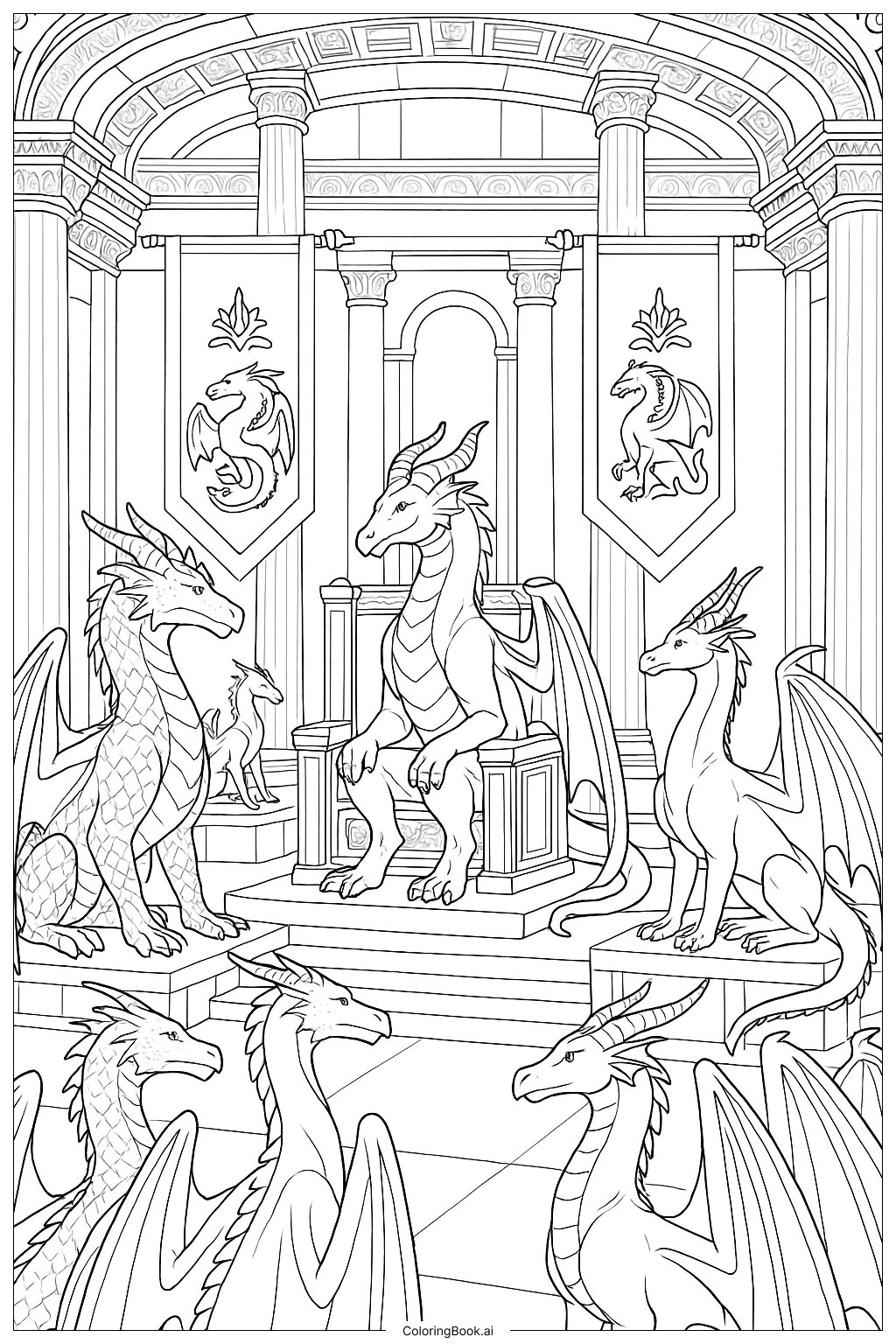 Wings Of Fire Dragon Court Gathering Coloring Page
