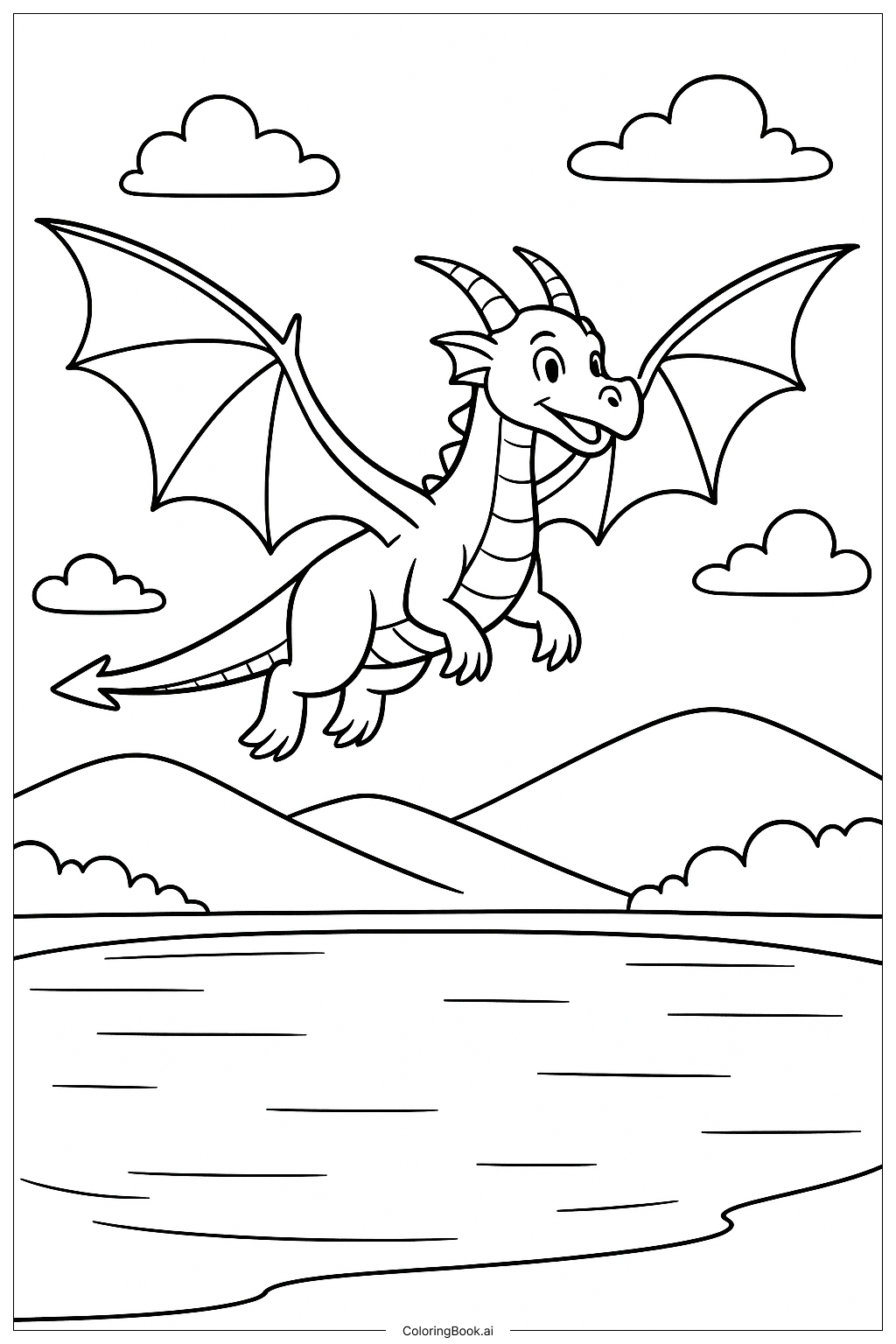  Wings Of Fire Dragon Flying Over Lake Coloring Page 