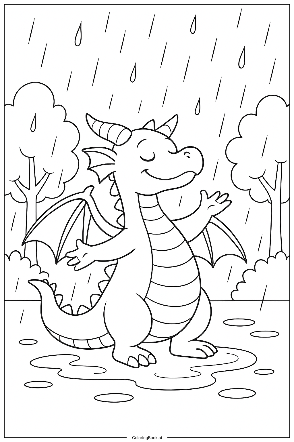  Wings Of Fire Dragon In Rain Shower Coloring Page 
