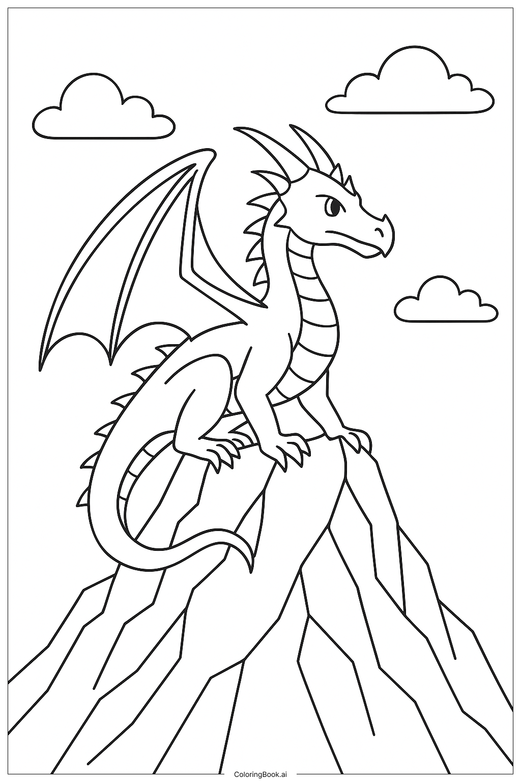  Wings Of Fire Dragon On Mountain Peak Coloring Page 