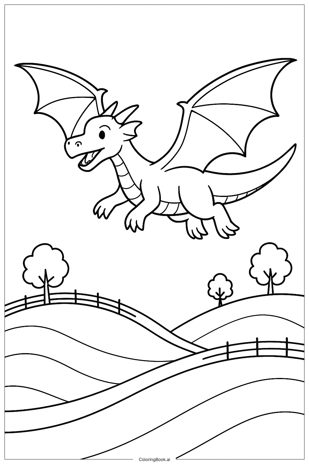  Wings Of Fire Dragon Over Rolling Hills Coloring Page 
