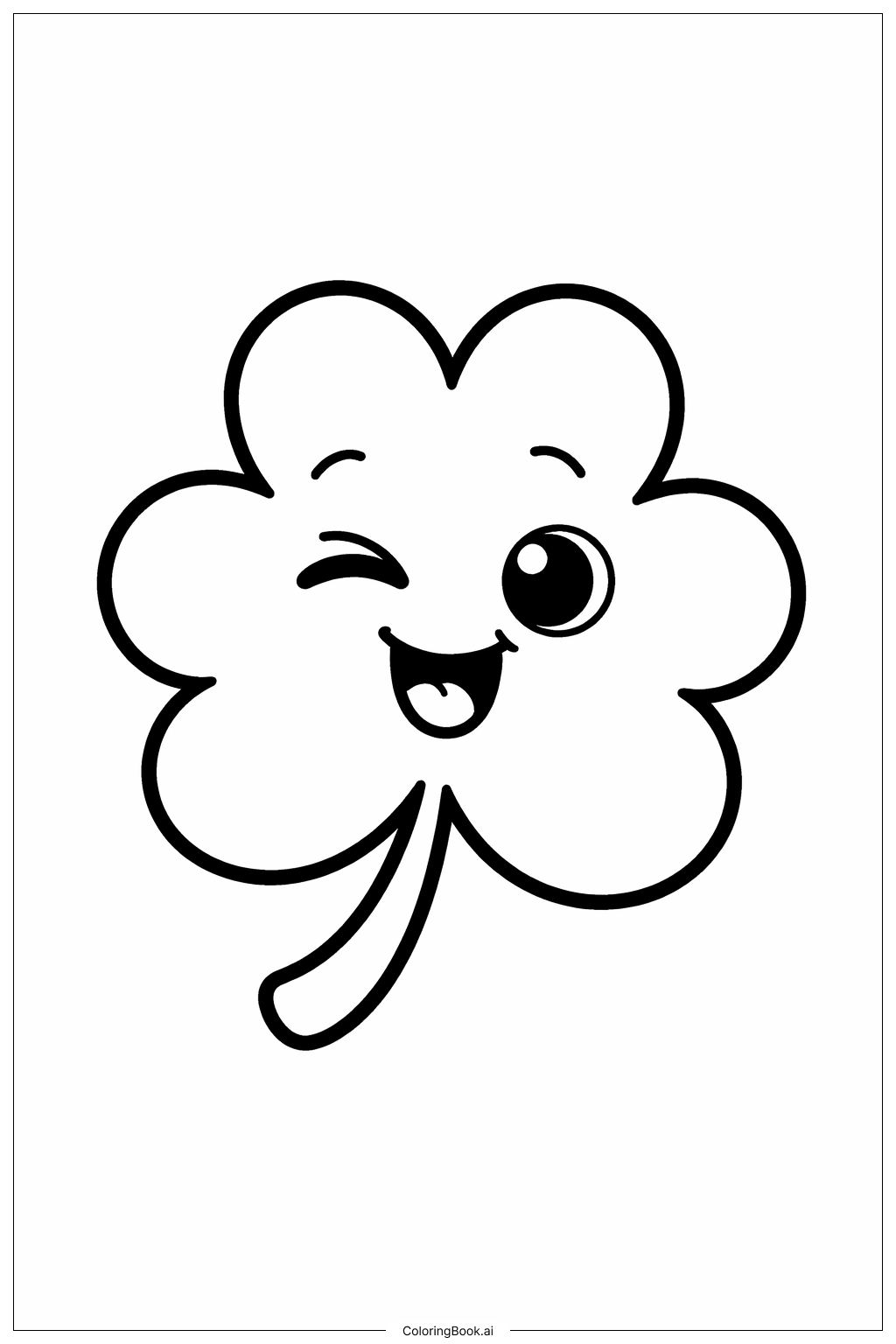 Página para colorear de Trébol Guiñando el Ojo