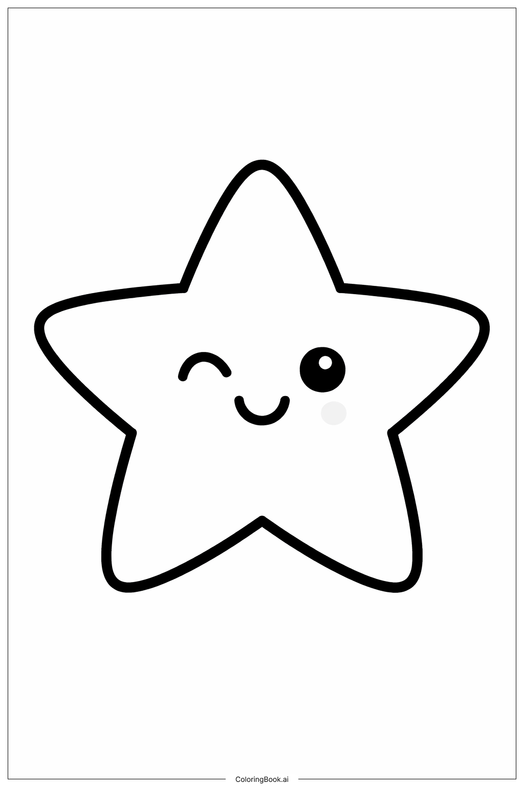  眨眼笑臉星星著色頁 