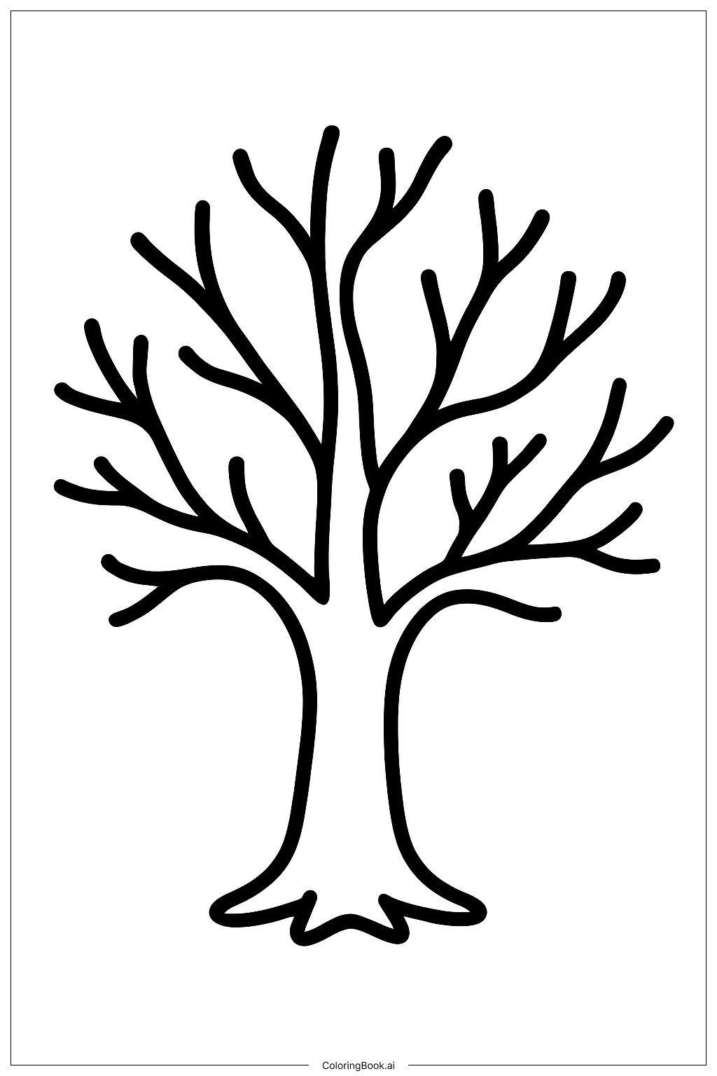 Página para colorir de Árvore Despida de Inverno