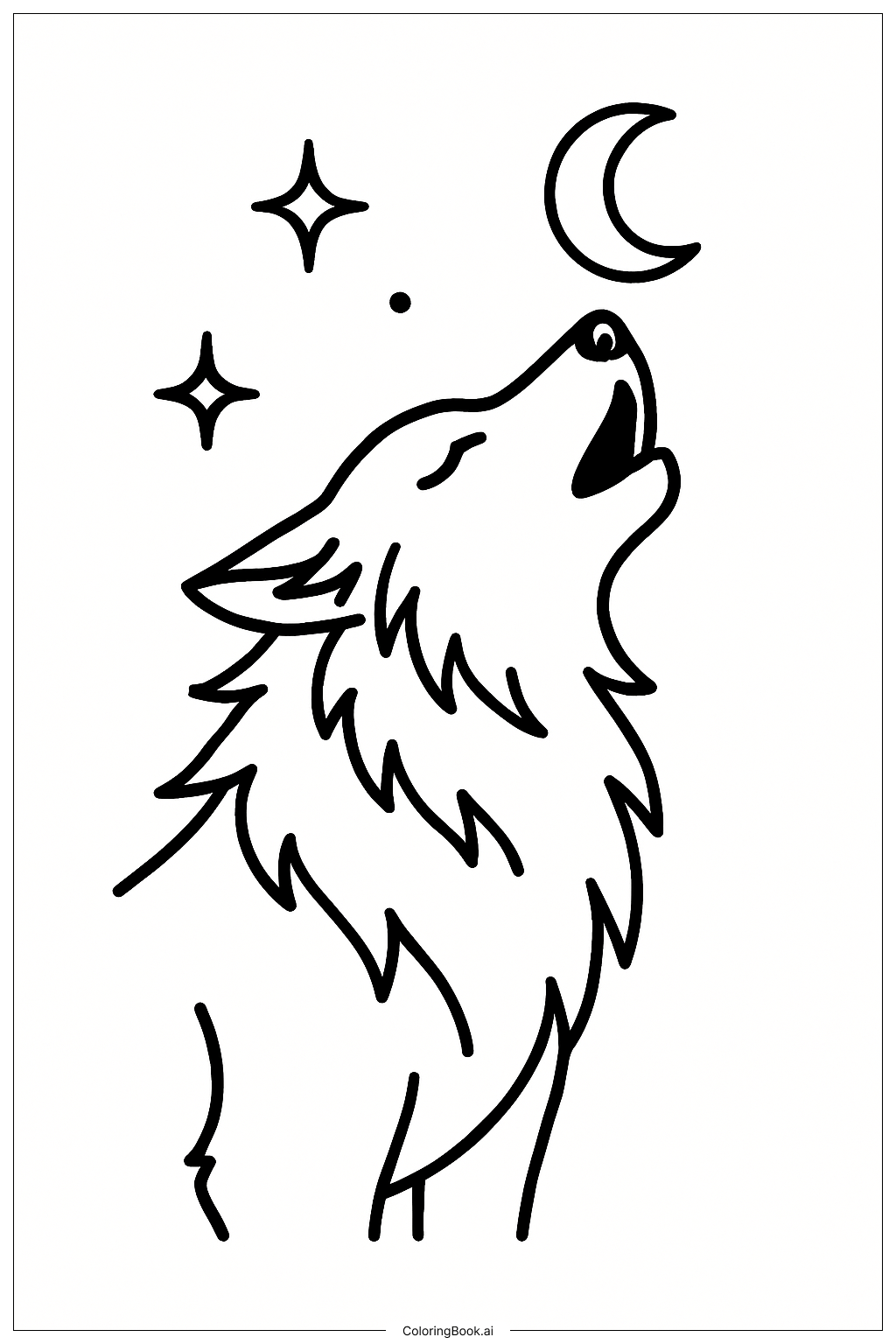  Página para colorear de Tatuaje de Lobo Aullando 