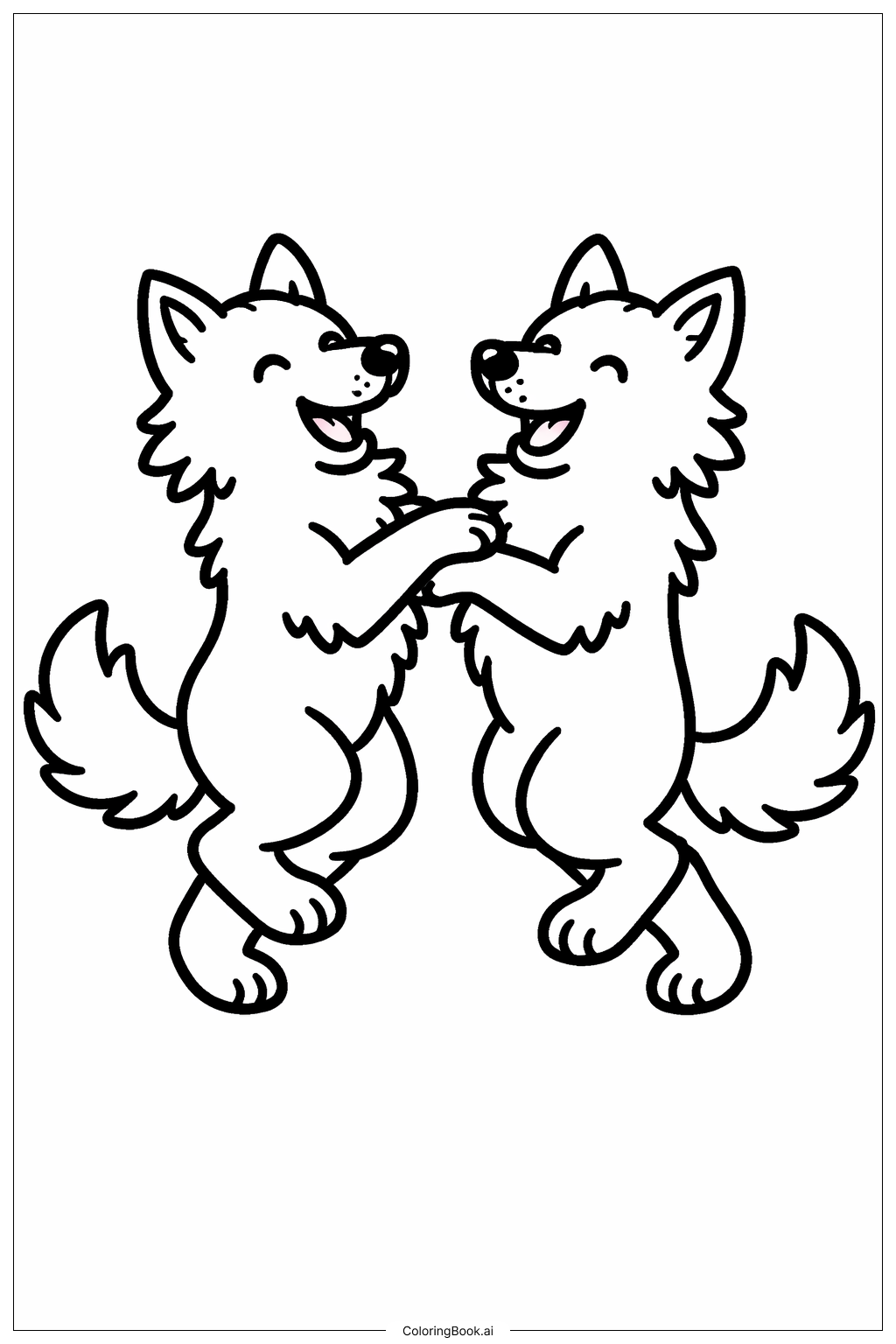  Wolves Dancing Pair Coloring Page 