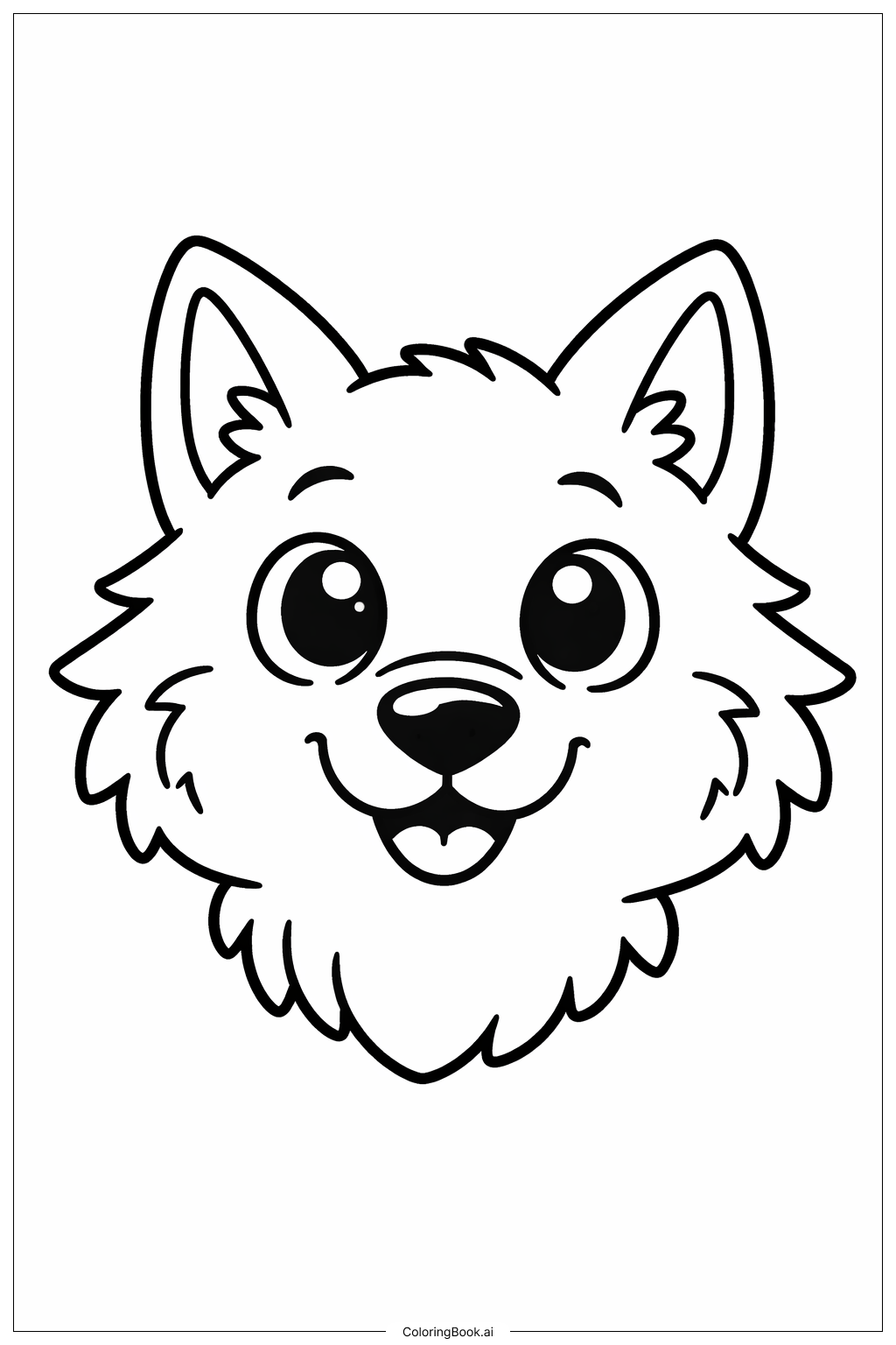  늑대 얼굴 클로즈업 색칠공부 페이지 