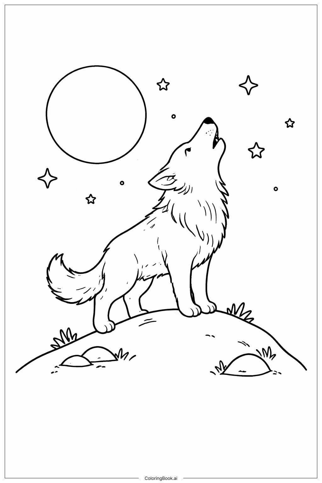  Wolves Howling At Moon Coloring Page 