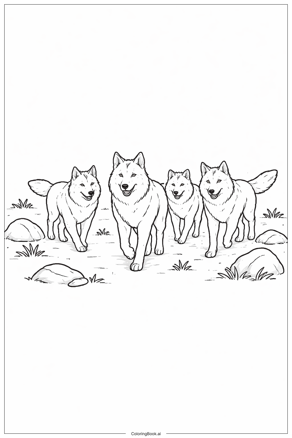 함께 사냥하는 늑대들 색칠공부 페이지