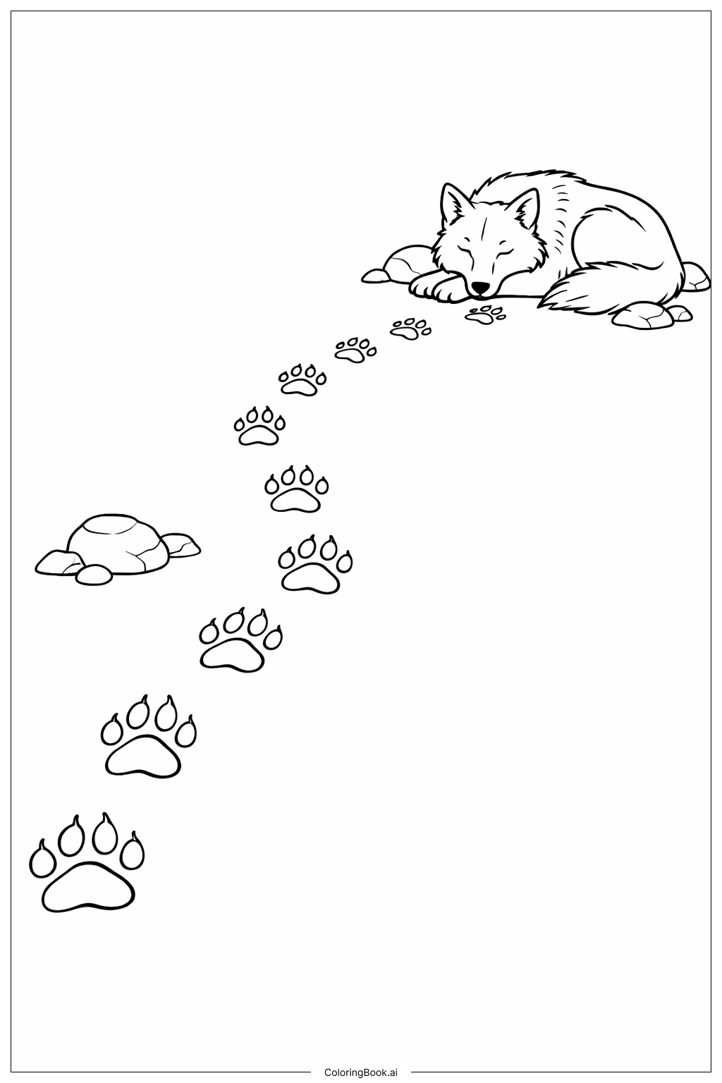  Wolves Paw Print Trail Coloring Page 