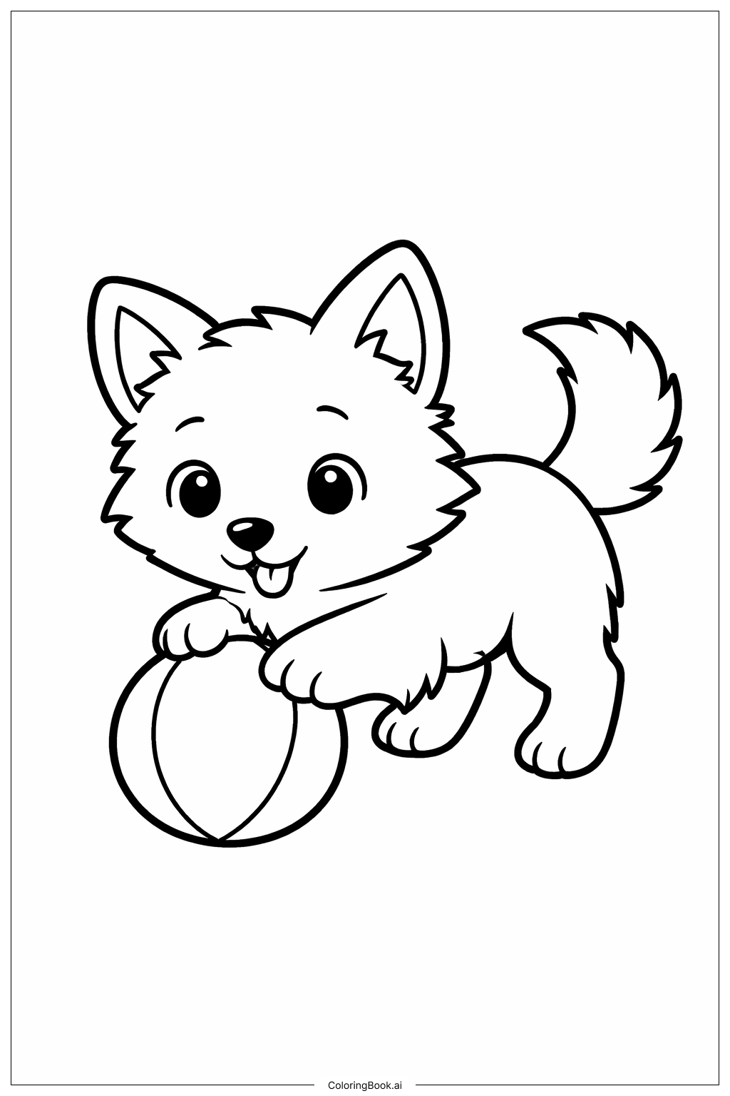  늑대 강아지 공놀이 색칠공부 페이지 