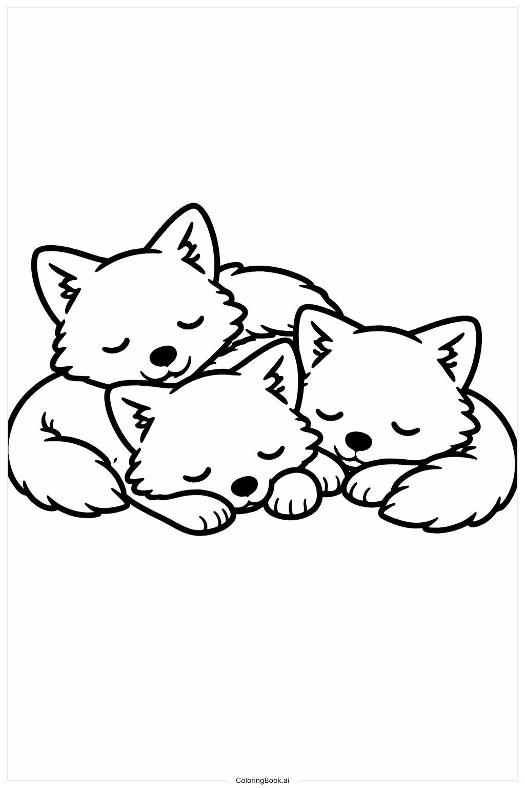  잠자는 늑대 무리 색칠공부 페이지 