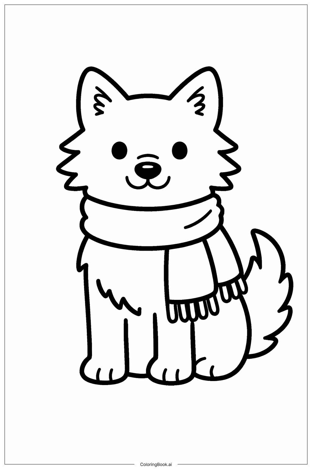  Wolves With Simple Scarf Coloring Page 
