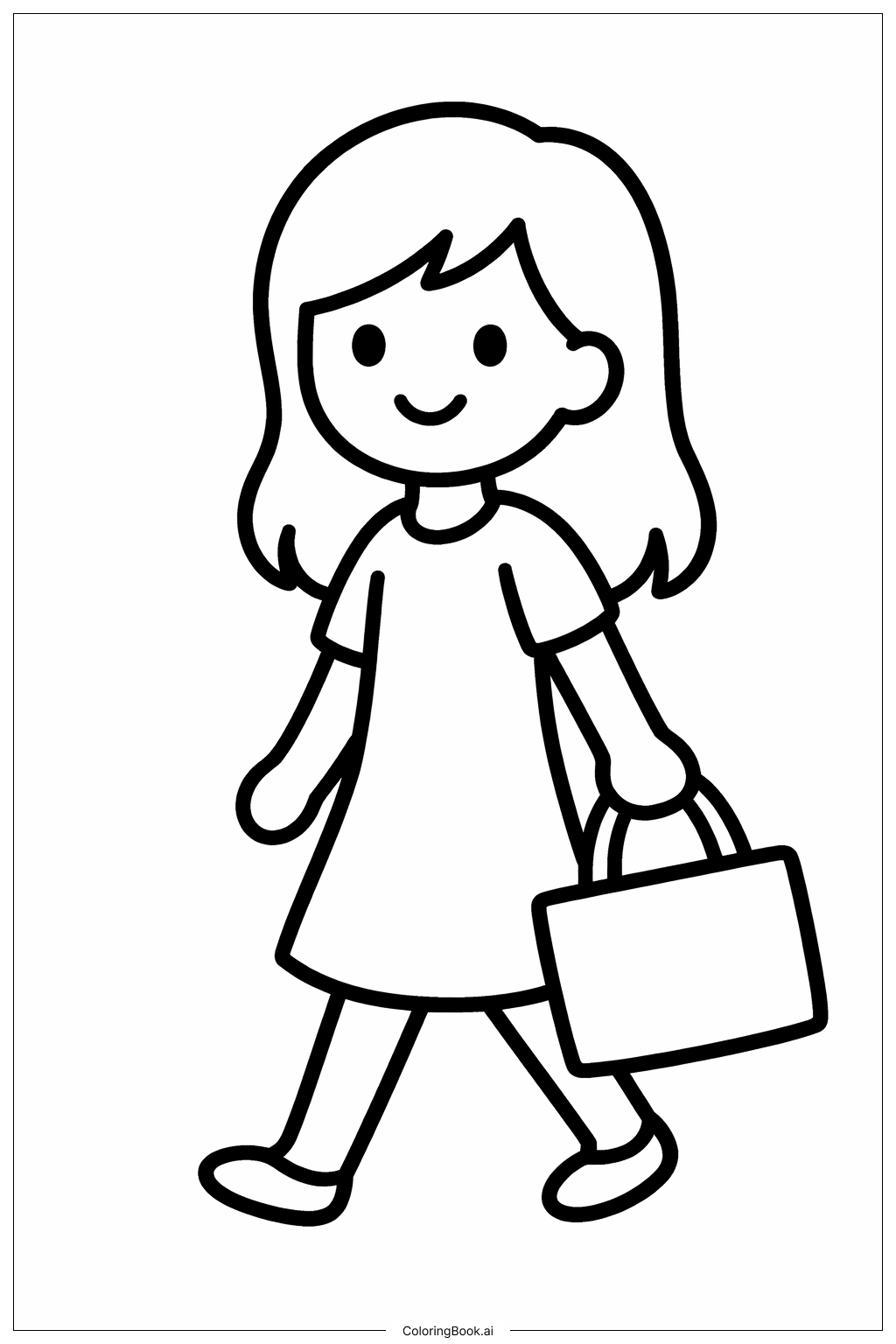  Page de coloriage Femme portant un sac 