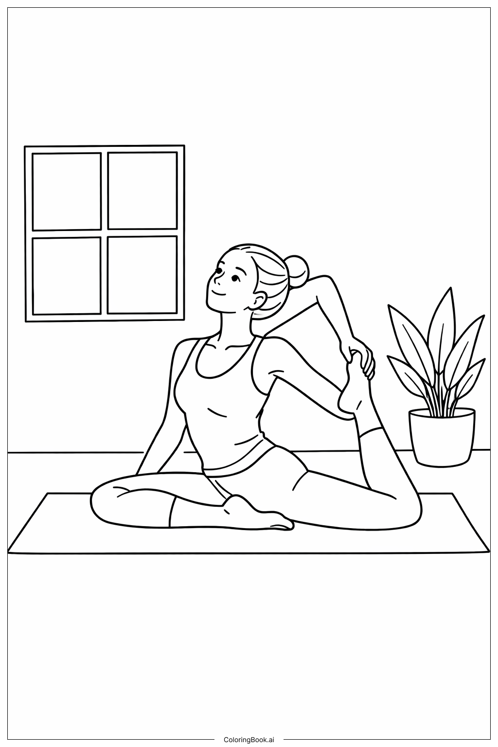 Woman Doing Yoga Coloring Page