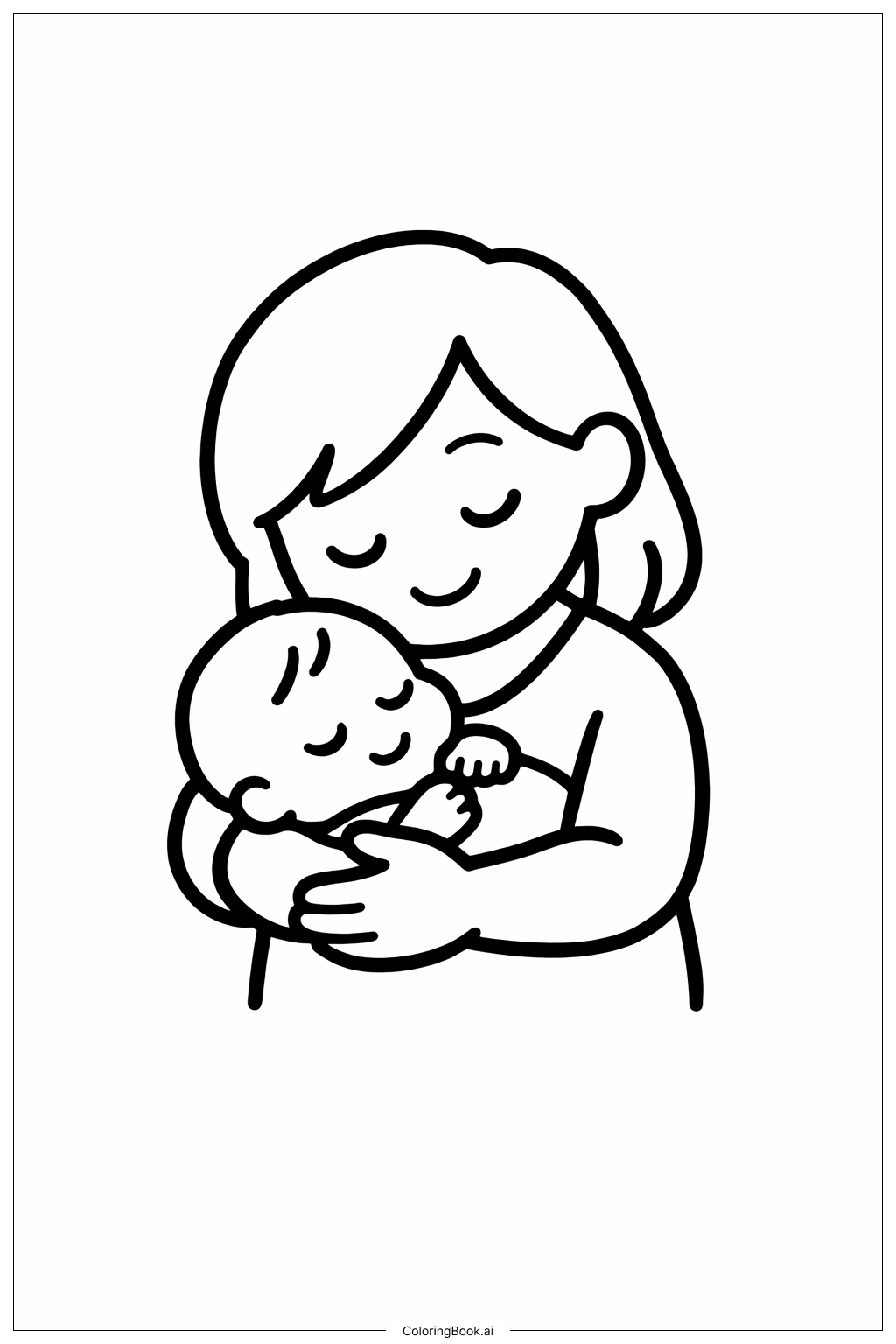  Page de coloriage Femme tenant un bébé 