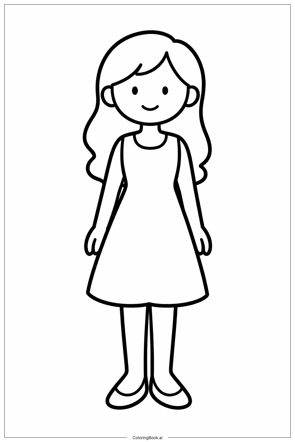 Woman In Dress Coloring Page 