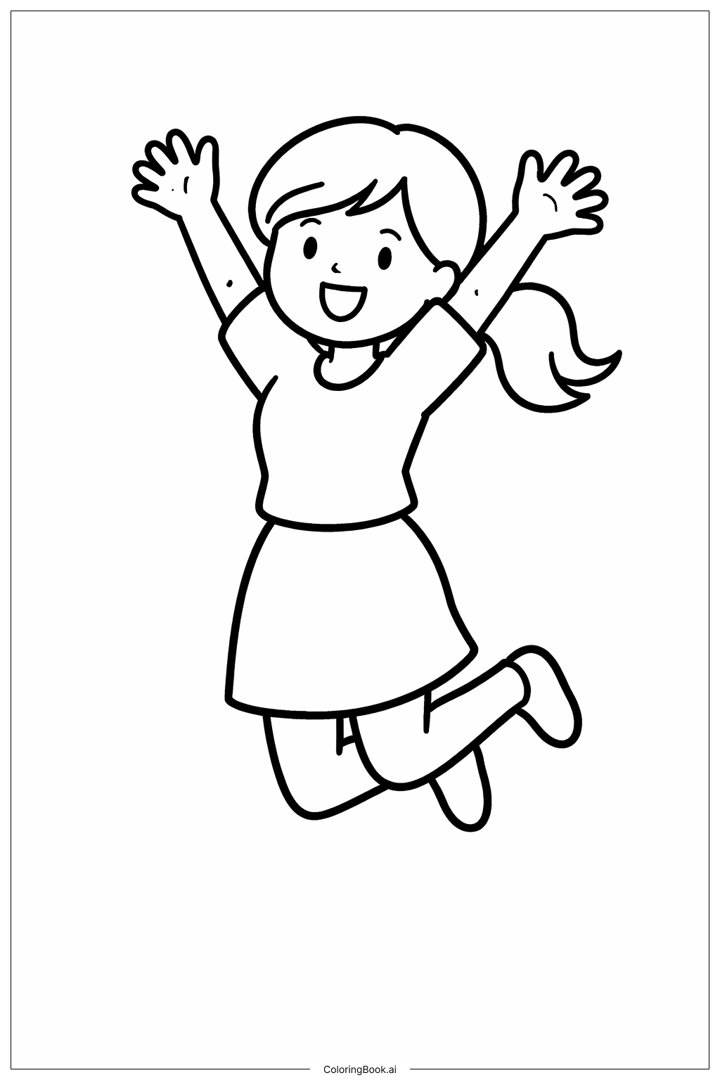 Woman Jumping Coloring Page