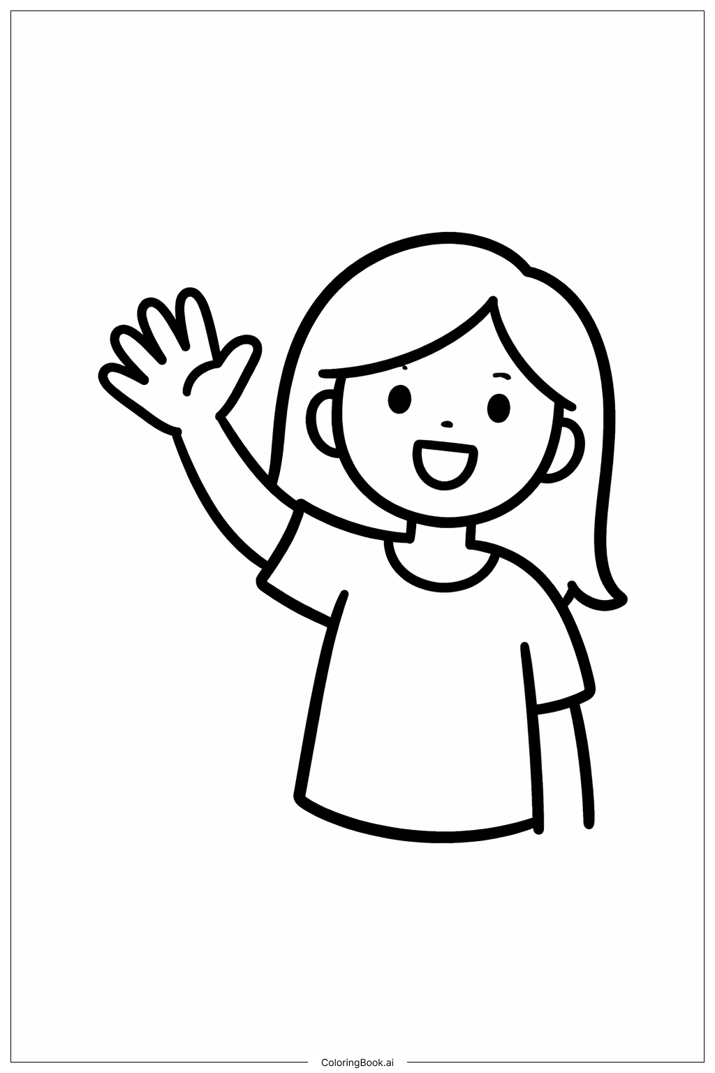  손을 흔드는 여성 색칠공부 페이지 