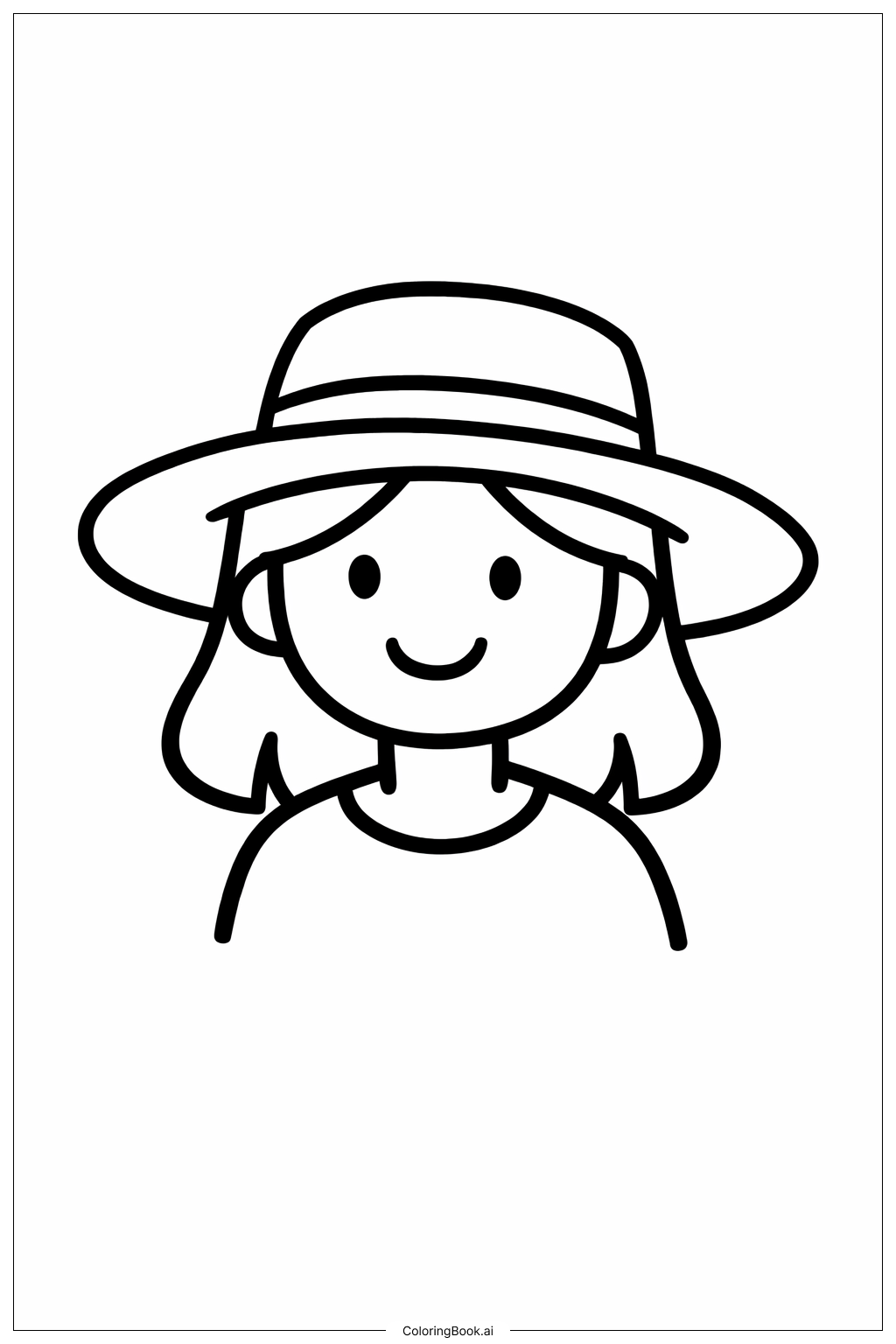 Page de coloriage Femme avec chapeau 