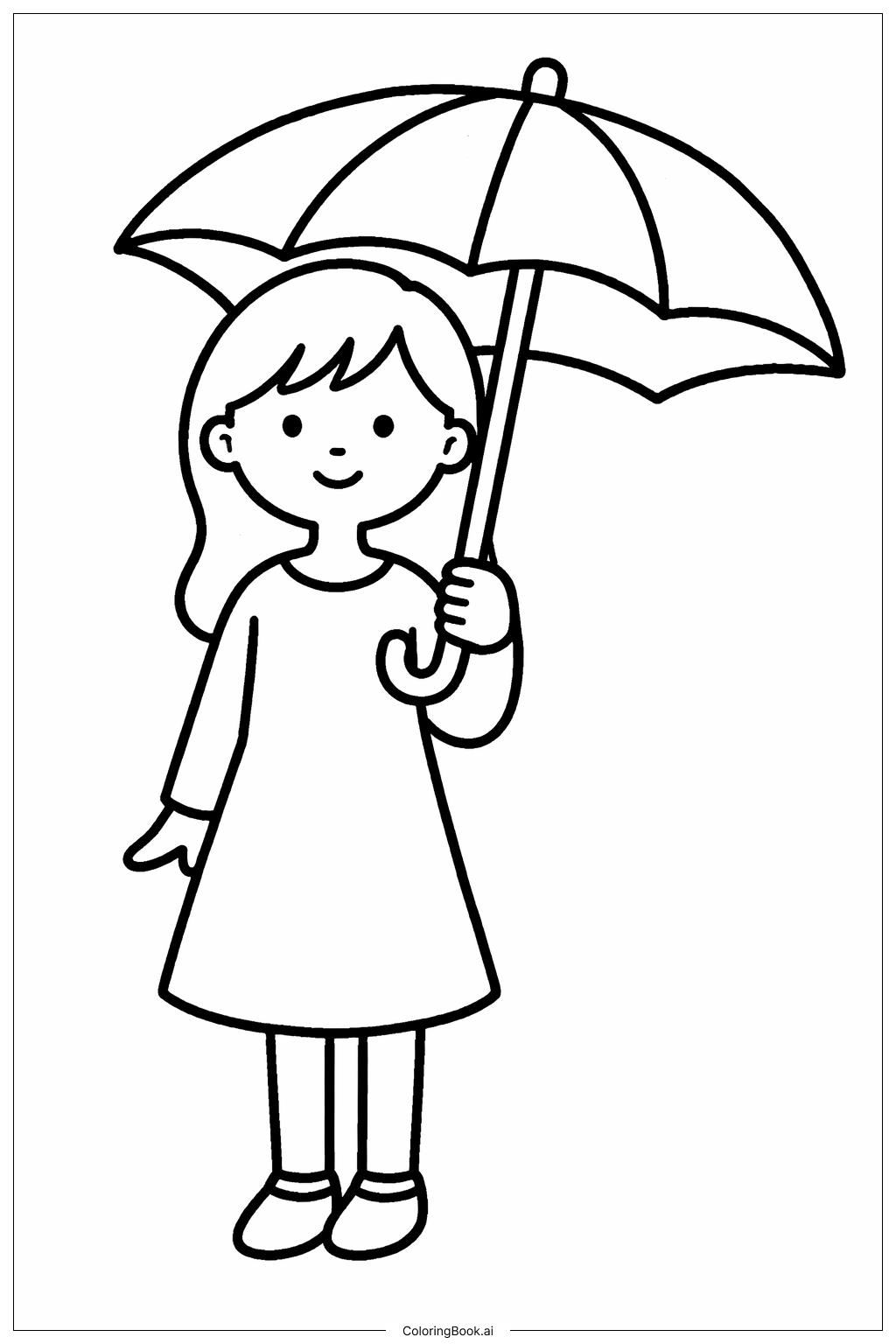 Woman With Umbrella Coloring Page