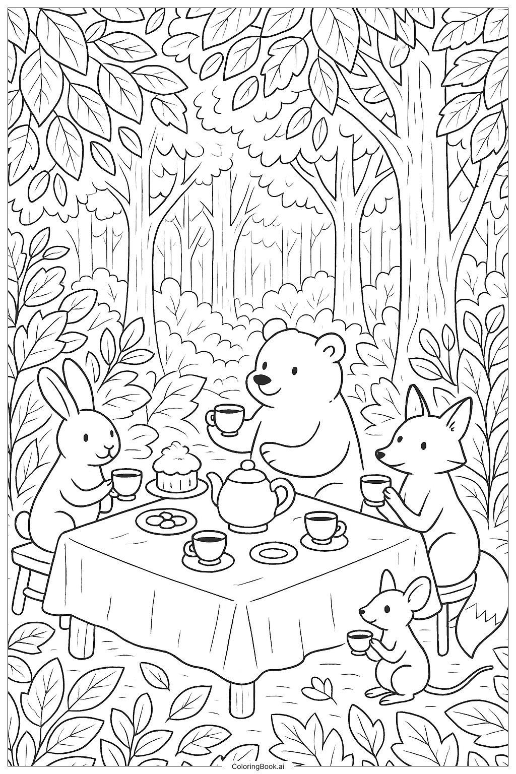 Festa do Chá na Floresta com Folhas de Outono