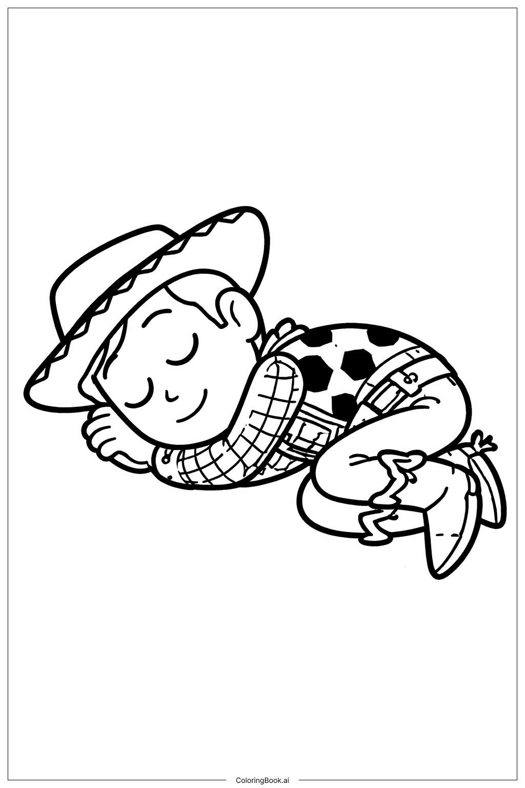  Página para colorear de Woody durmiendo 