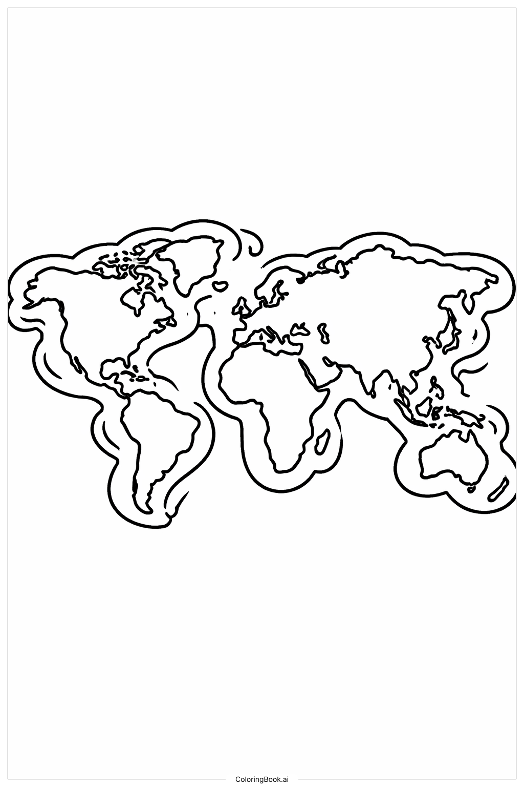 큰 파도가 있는 세계 지도 색칠공부 페이지